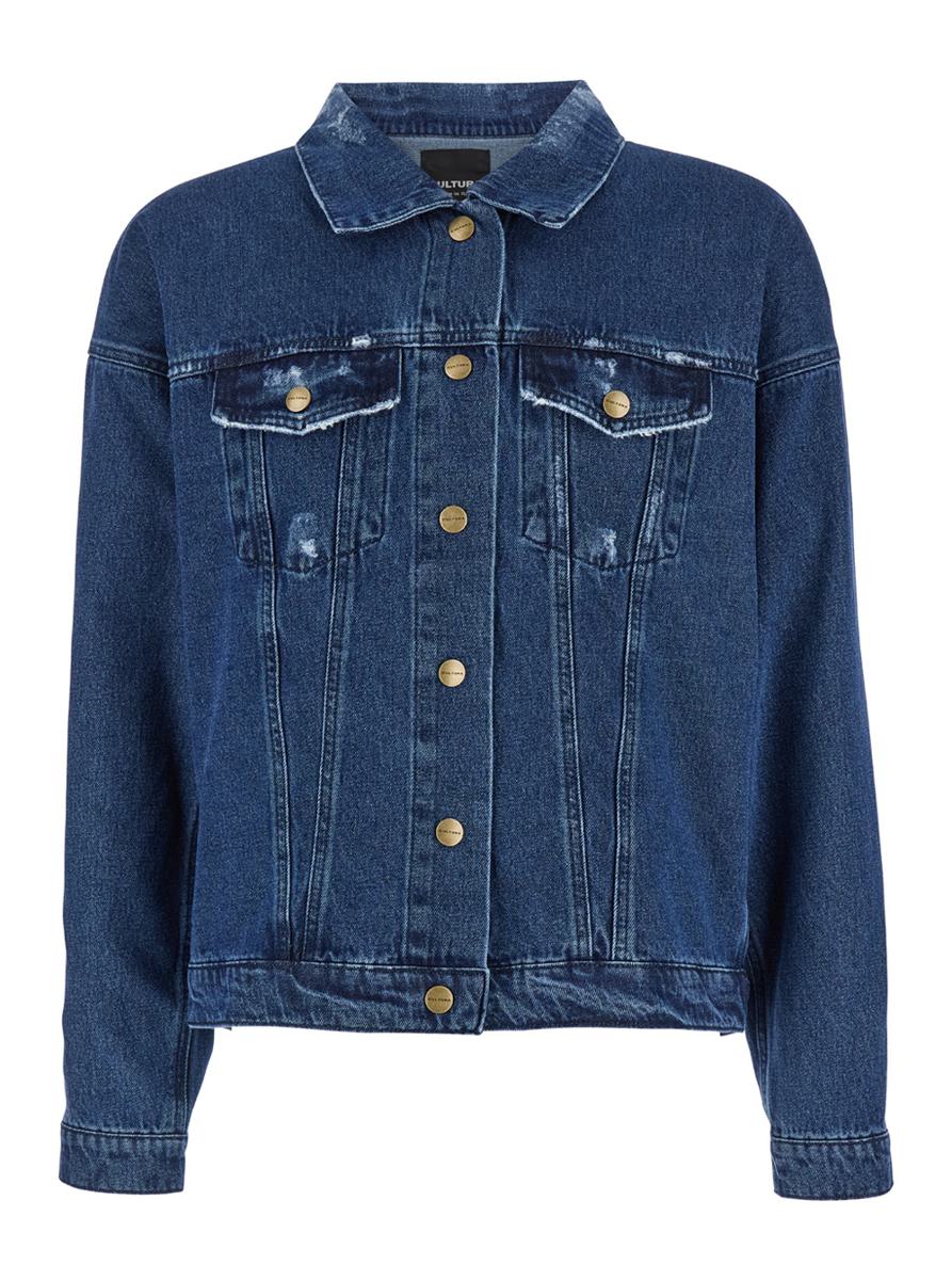 Blue Jacket With Branded Buttons In Denim Man