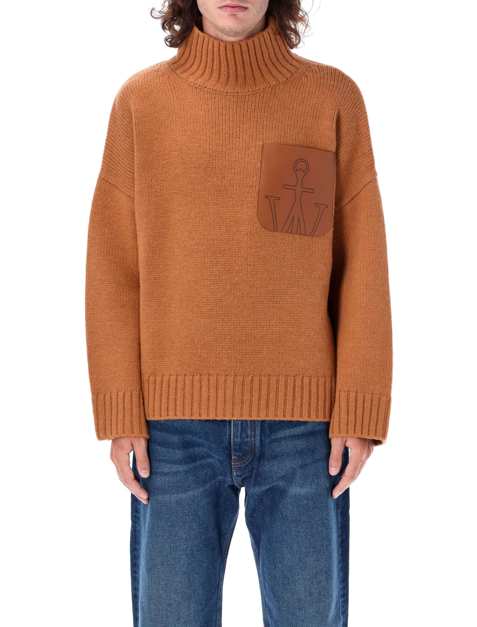 J. W. Anderson Leather Patchpocket High Neck Knit