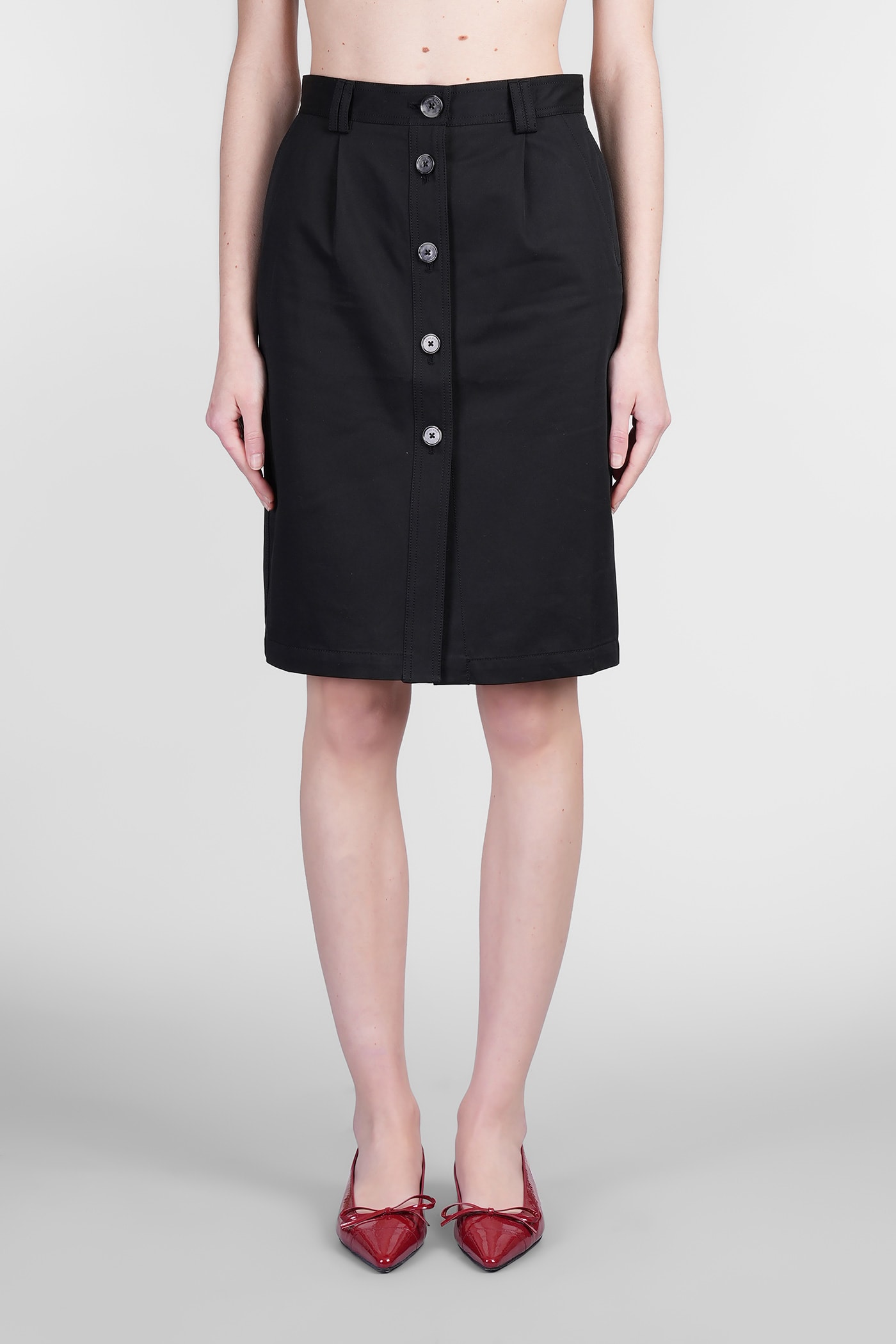 Anine Bing Zaire Skirt In Black Cotton