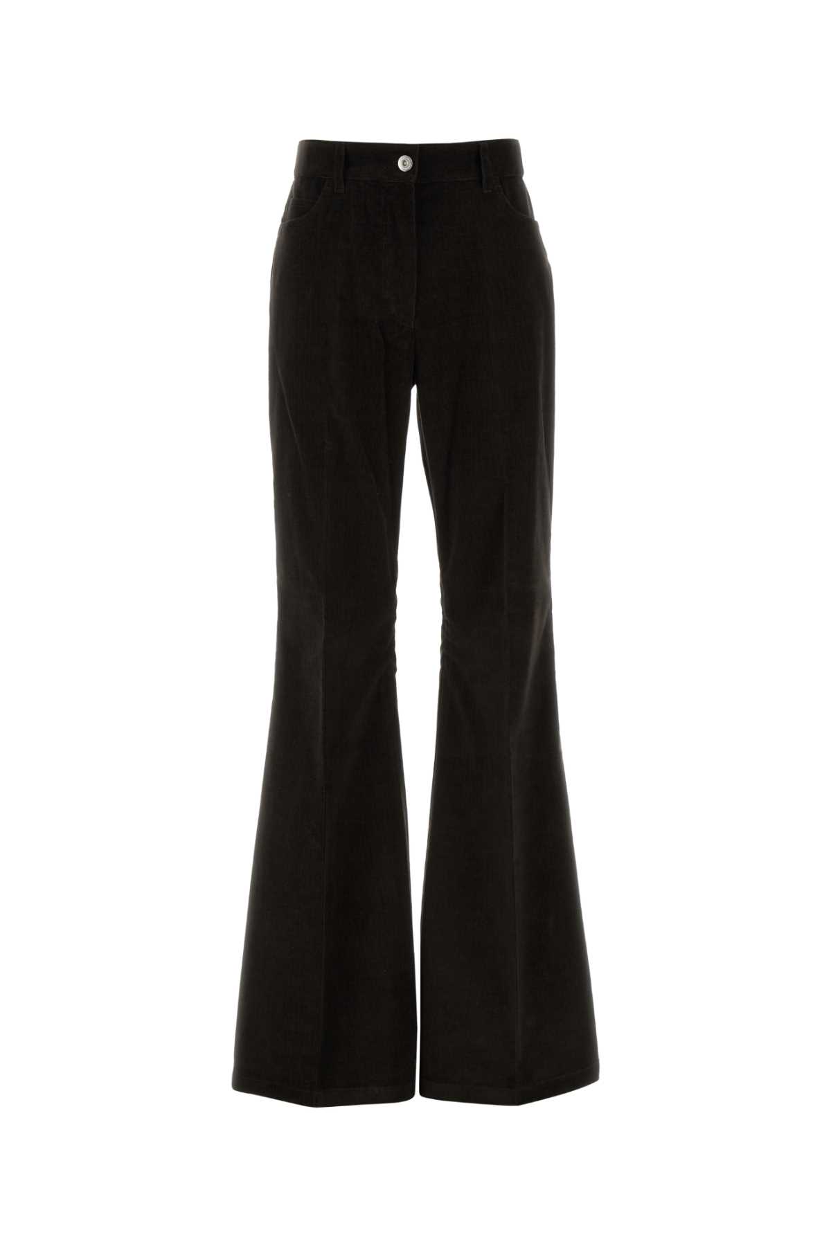 Ferragamo Dark Brown Corduroy Flared Pant