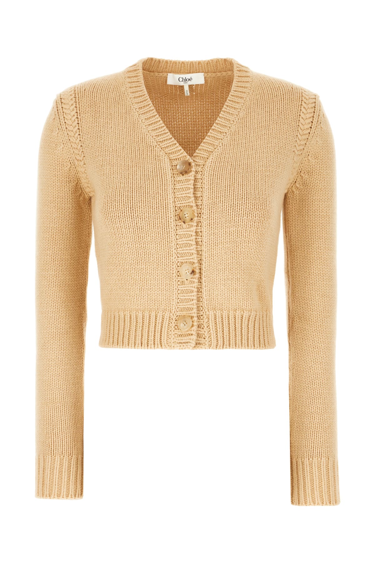 Chloé Beige Cotton And Cashmere Cardigan