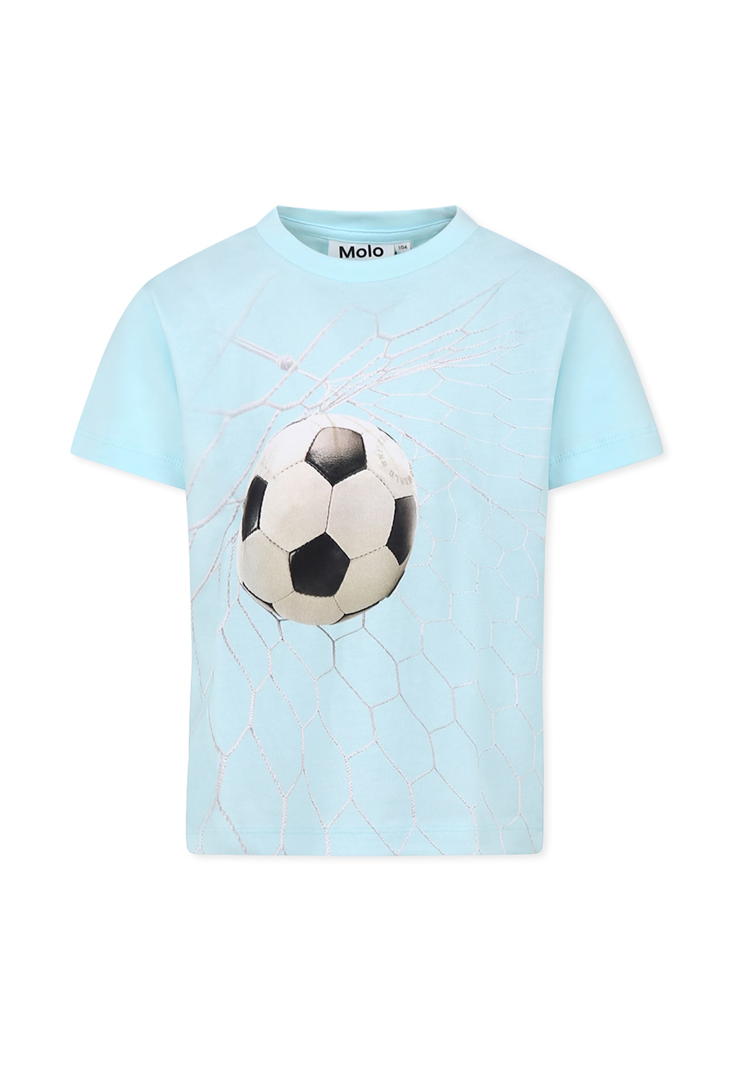 Molo Light Blue T-shirt For Boy With Football Print