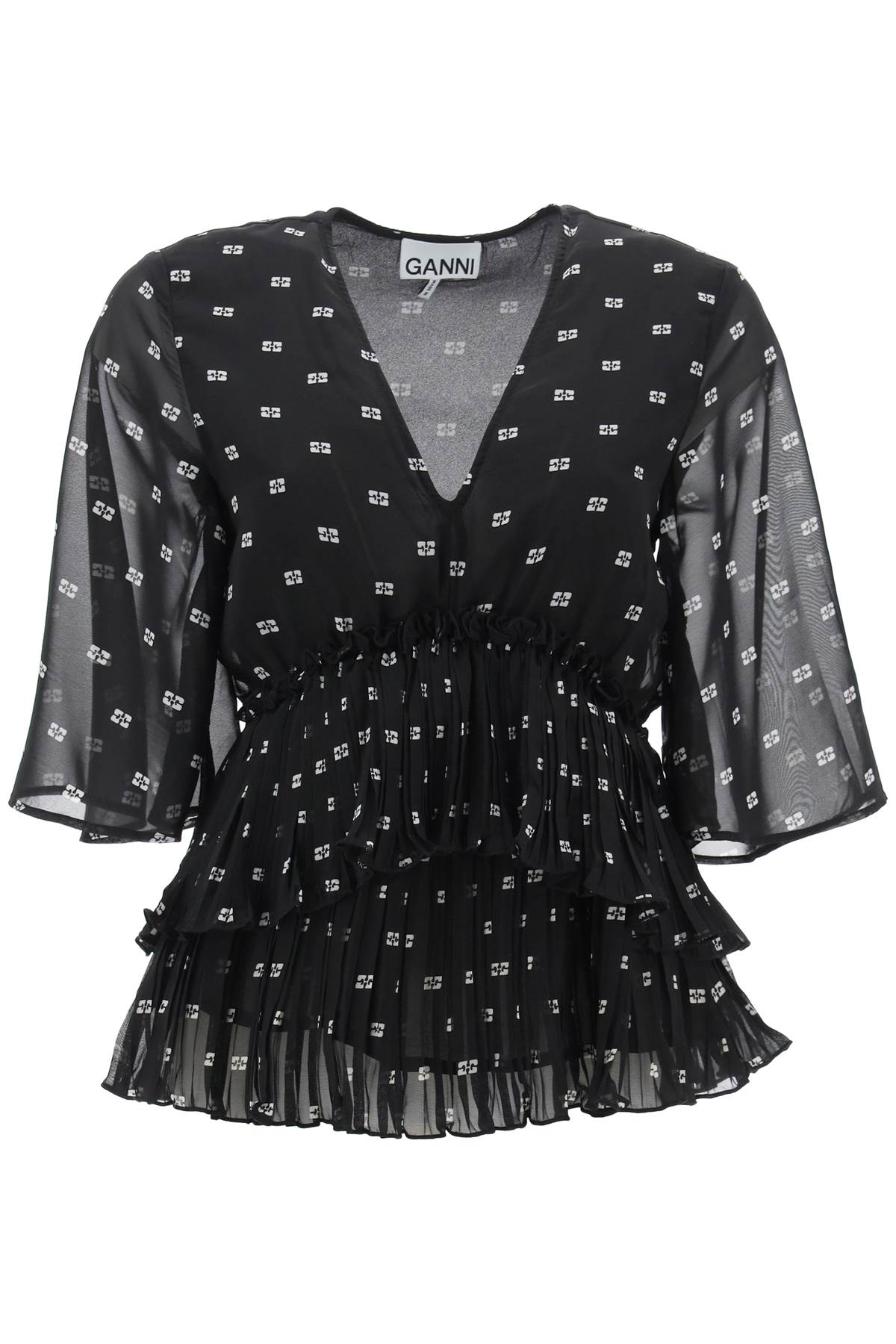 Ganni Butterfly Pleated Blouse