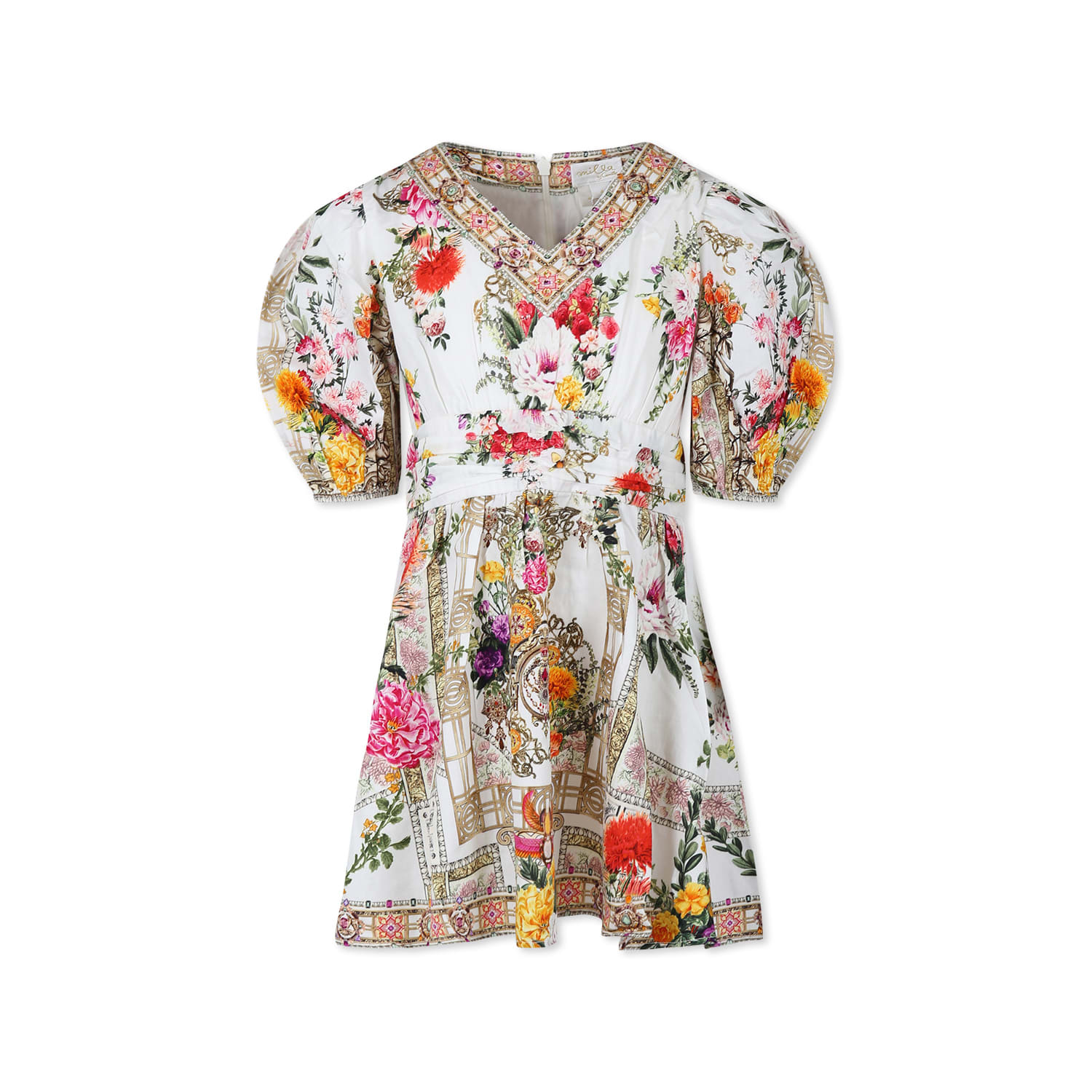 Camilla Ivory Dress For Girl With Floral Print