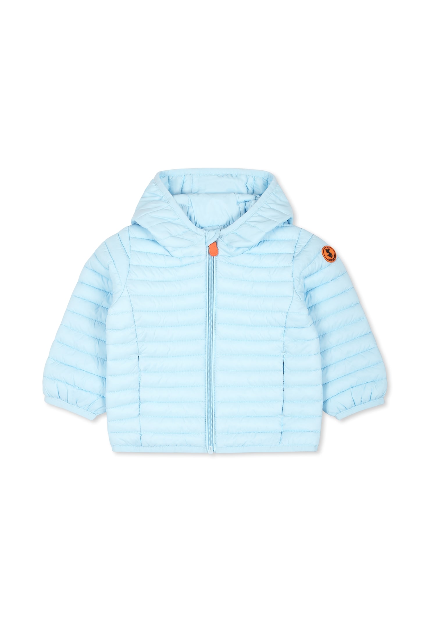 Save the Duck Light Blue Down Jacket For Baby Boy With Logo