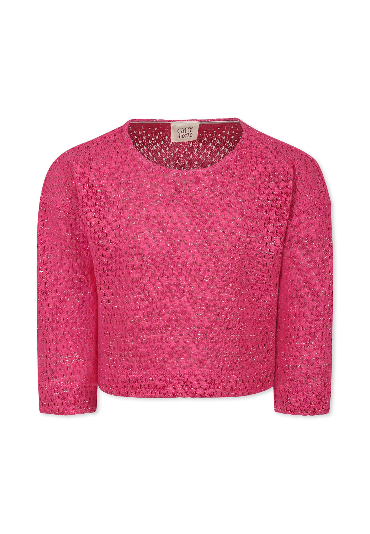 Caffe' d'Orzo Fuchsia Crop Jumper For Girl With Gold Lurex Details