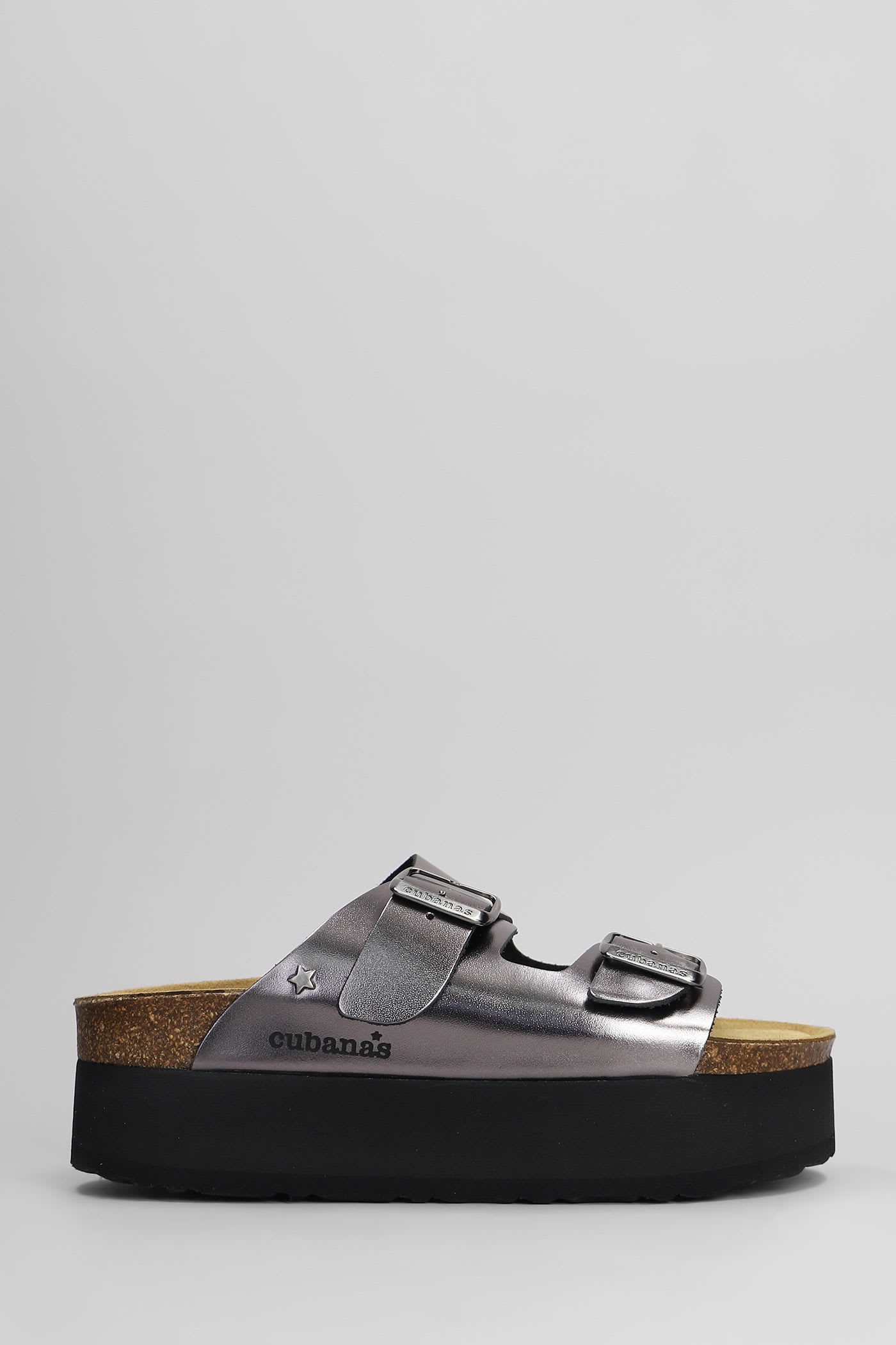 Cubanas Amalia Flats In Gunmetal Leather