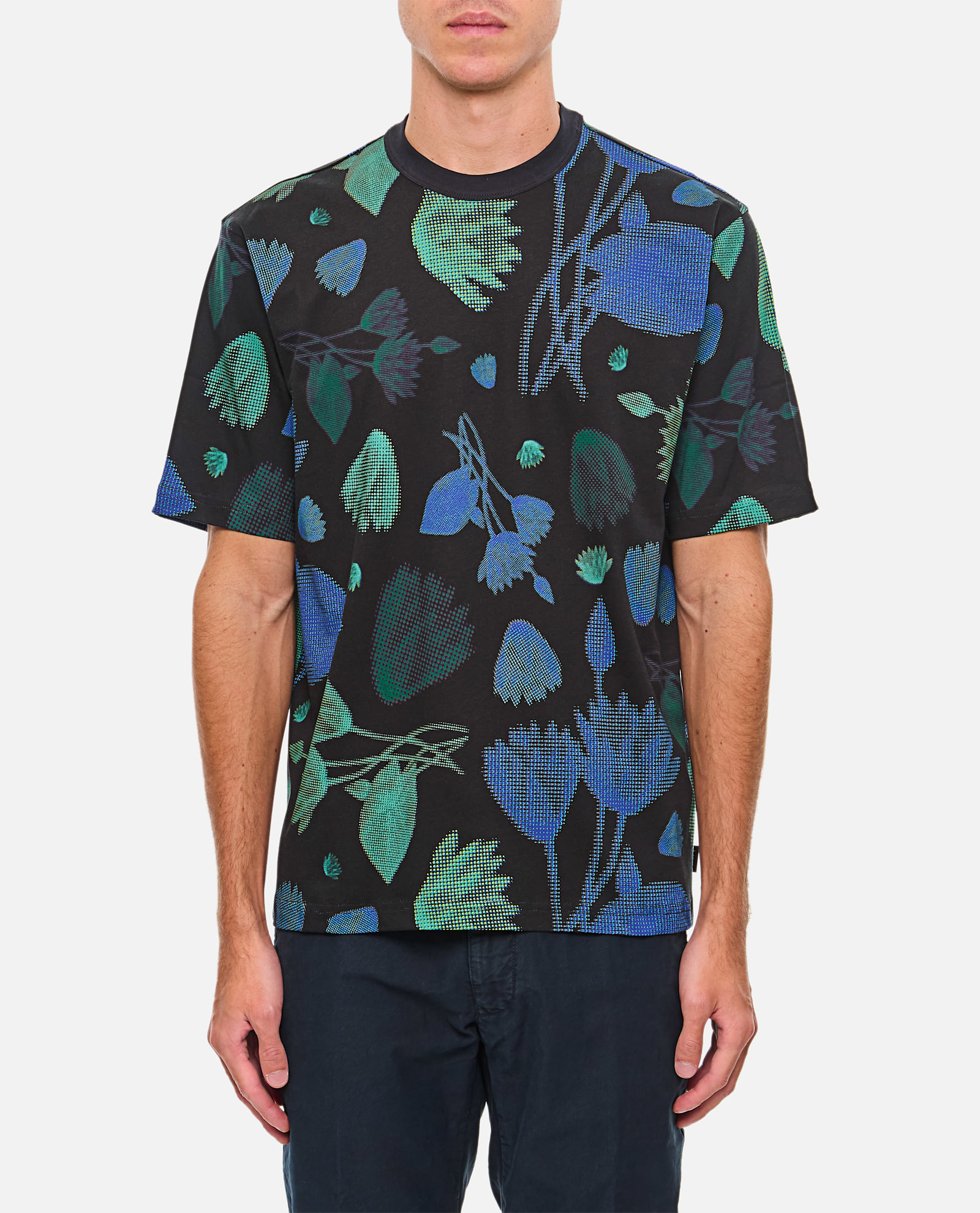 Paul Smith Half Tone Floral T-shirt With Pixelated Flower Print