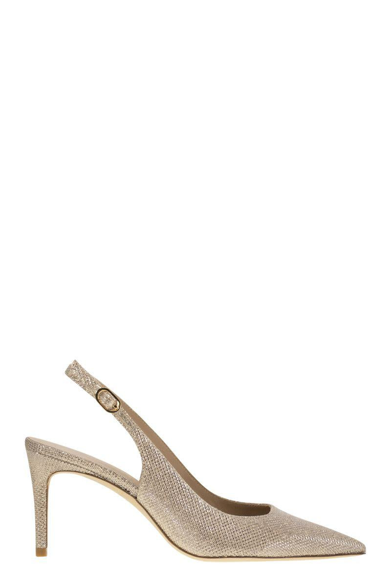 Stuart Weitzman Stuart Power 金属感面料露跟鞋