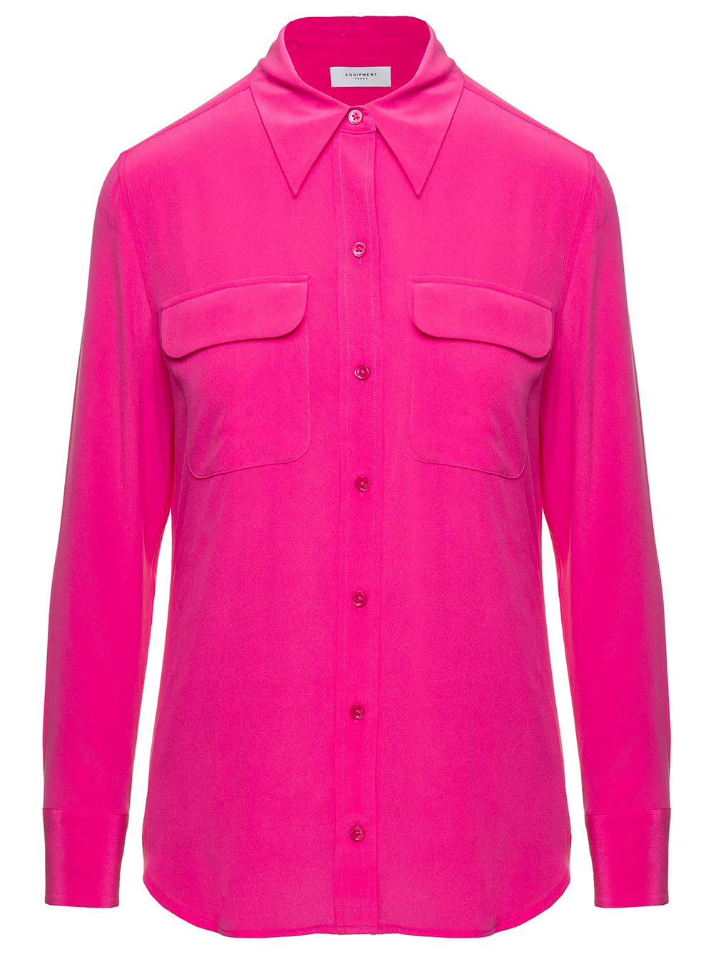 Equipment slim Signature Fuchsia Long Sleeve Shirt With Pockets In Silk Woman