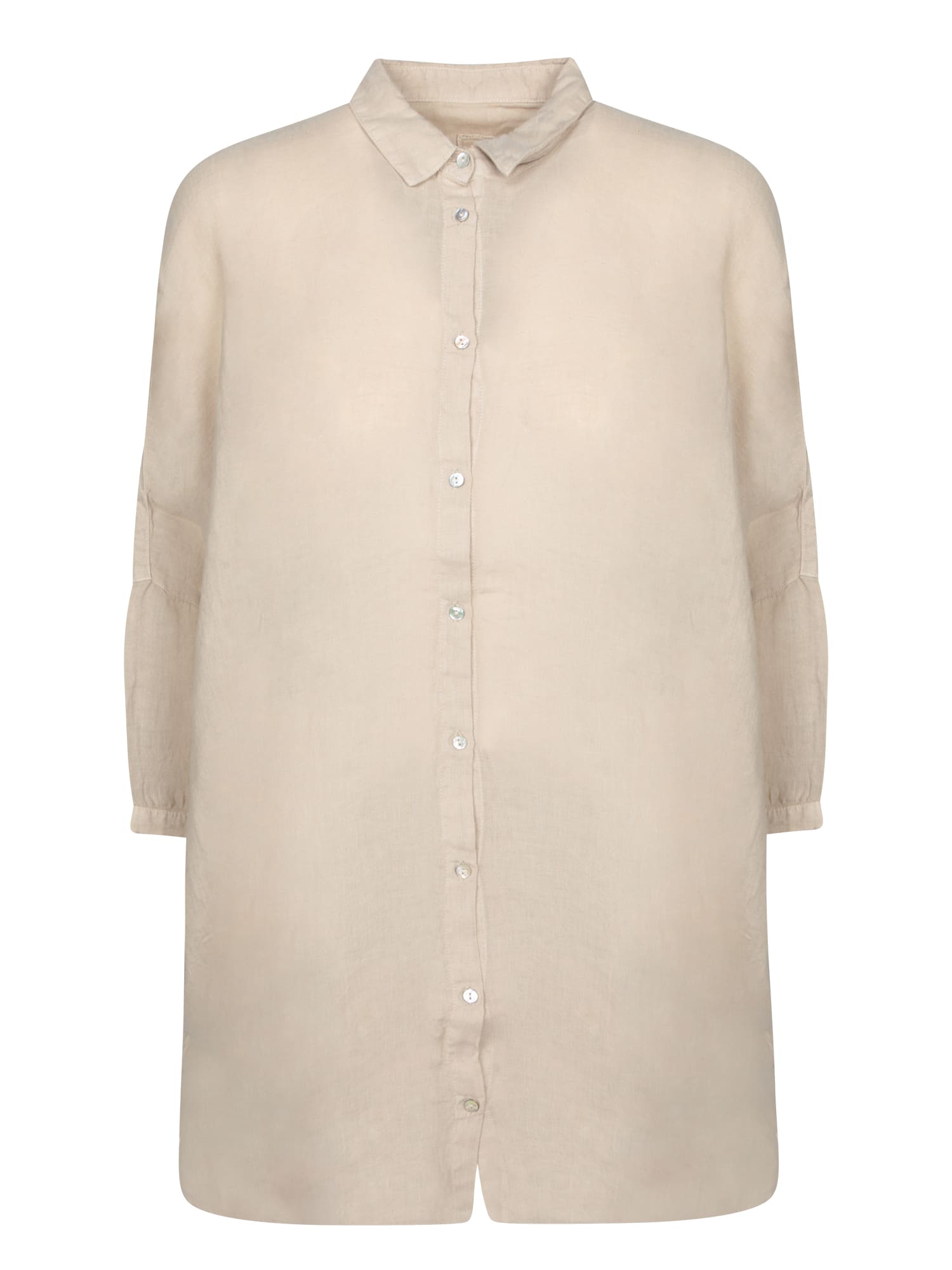 120% Lino Oversized Linen Shirt In Sand