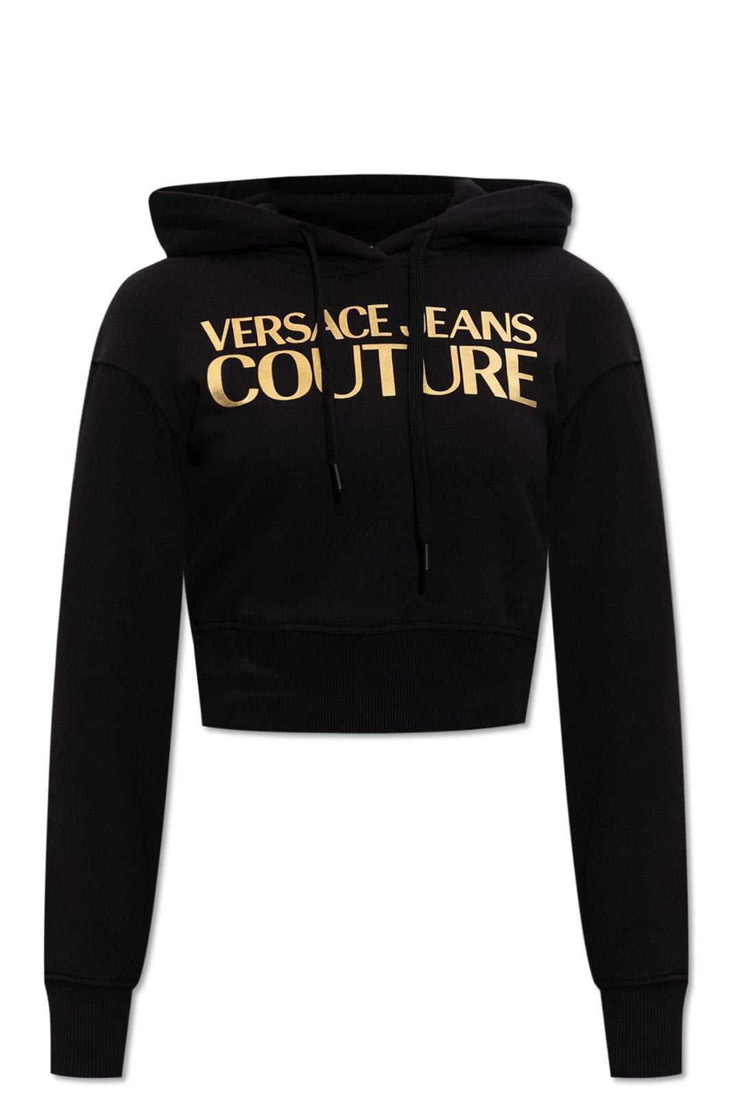 Versace Jeans Couture Logo Print Cropped Hoodie