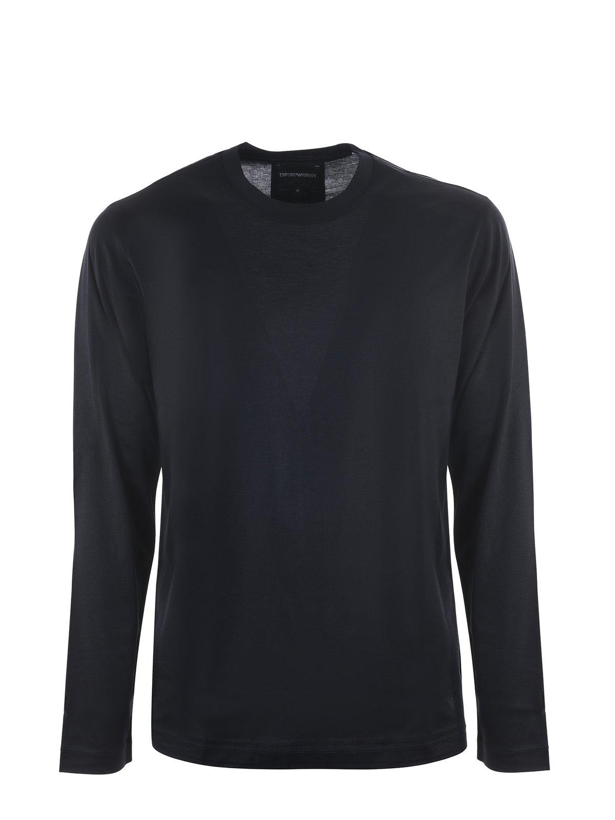 Emporio Armani Long-sleeved Crewneck Straight Hem Top