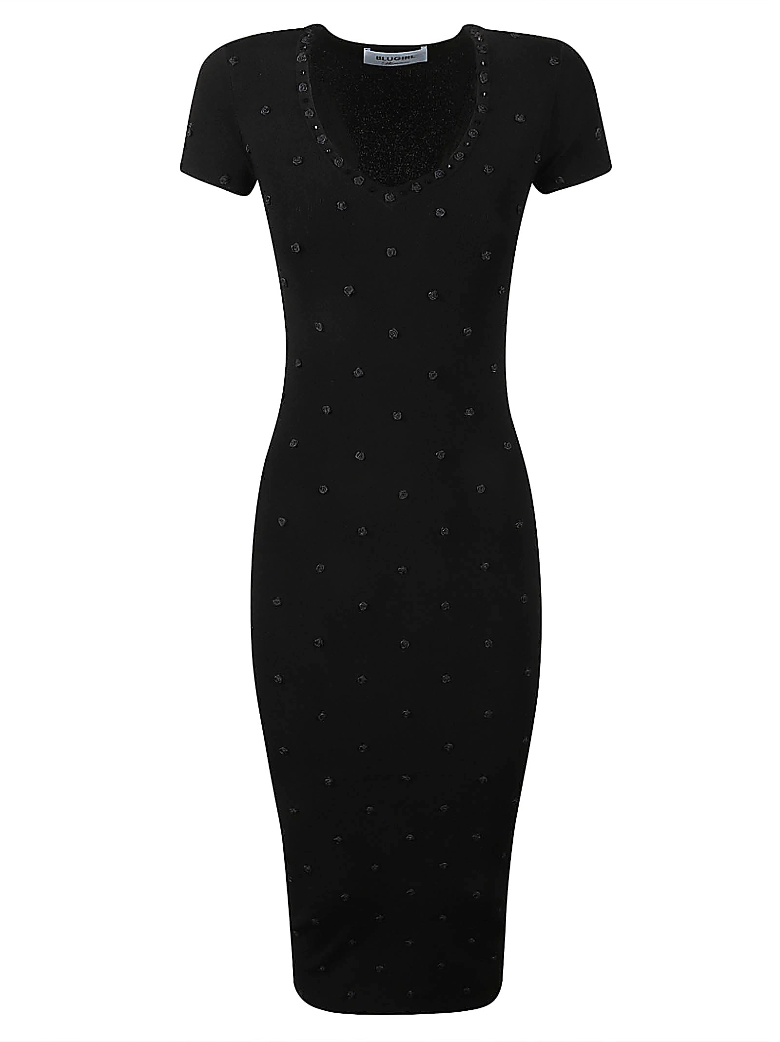 Blugirl Wide Neck Embellished Slim Dress