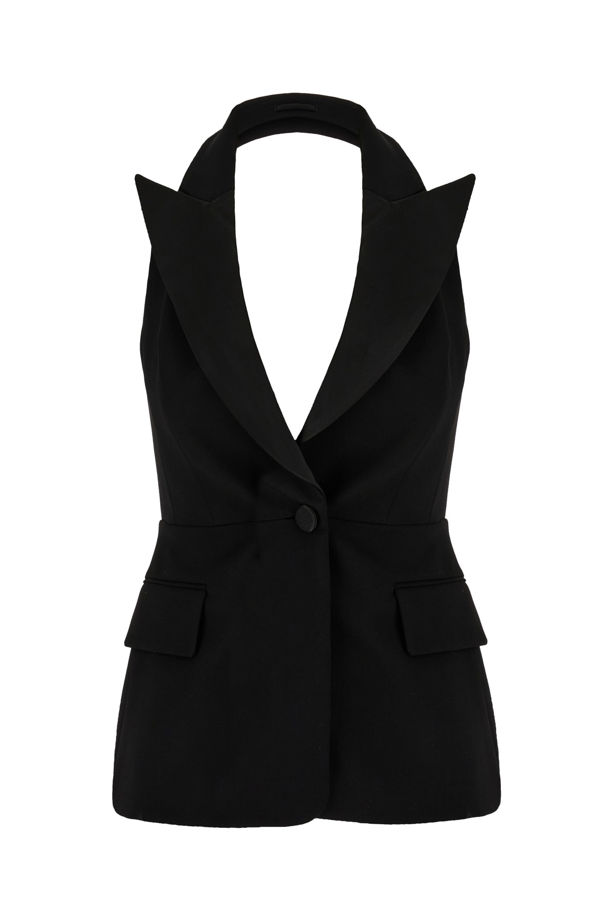 Max Mara Pianoforte Black Stretch Wool Vest