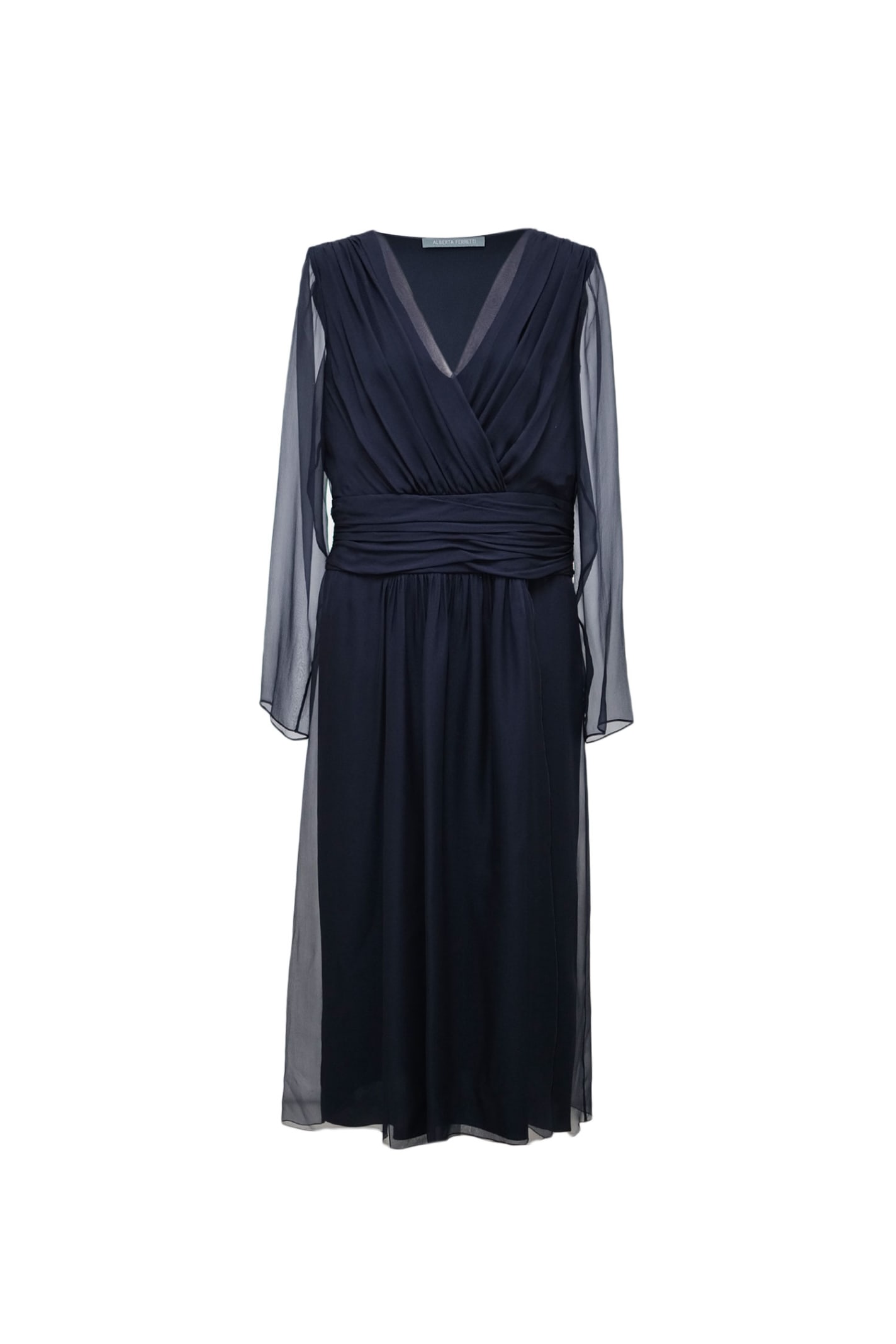 Alberta Ferretti V领中长雪纺连衣裙