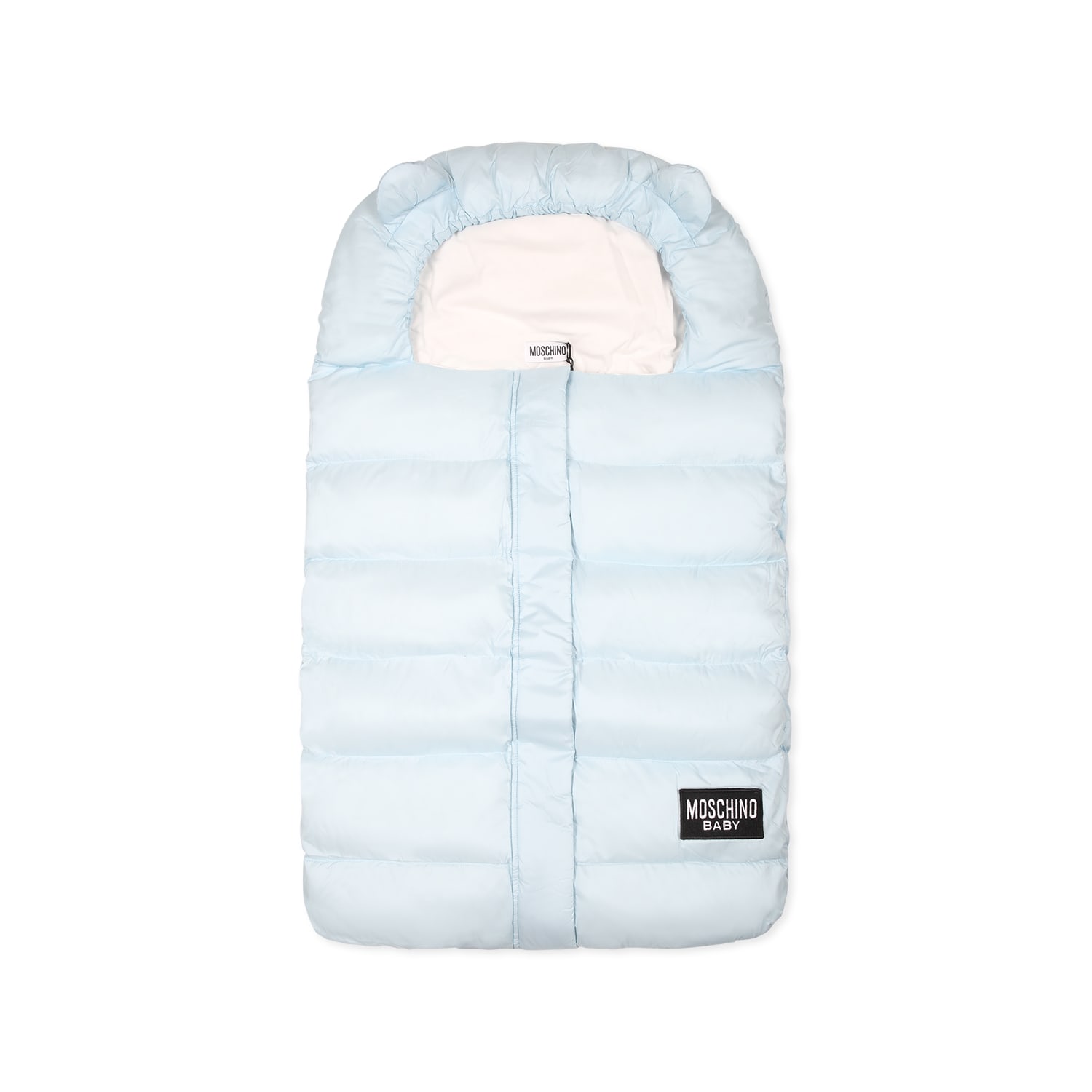 Moschino Light Blue Sleeping Bag For Baby Boy With Logo Patch