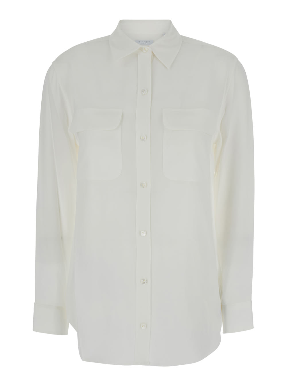 Equipment signature White Shirt With Patch Pockets In Silk Woman