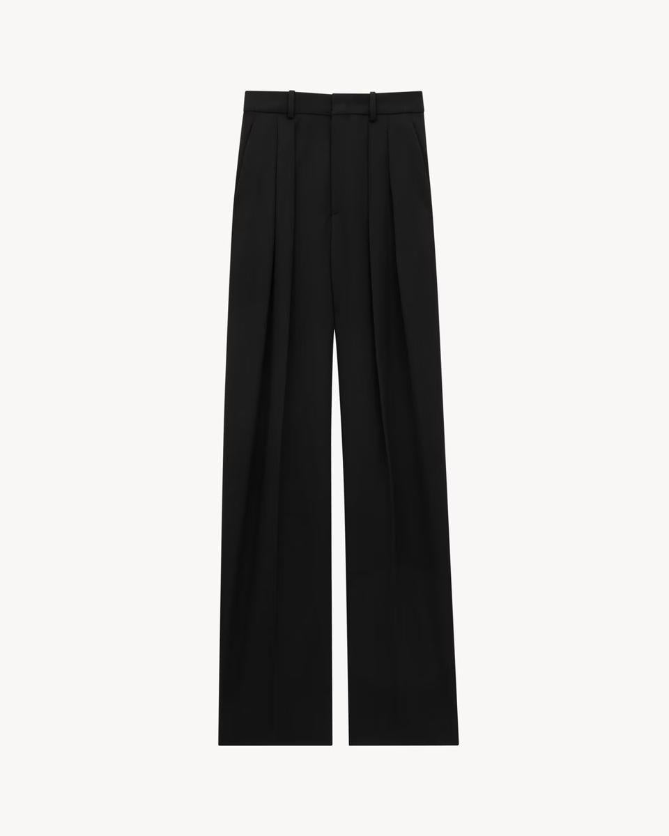 Saint Laurent Wide-Leg Pants In Grain De Poudre