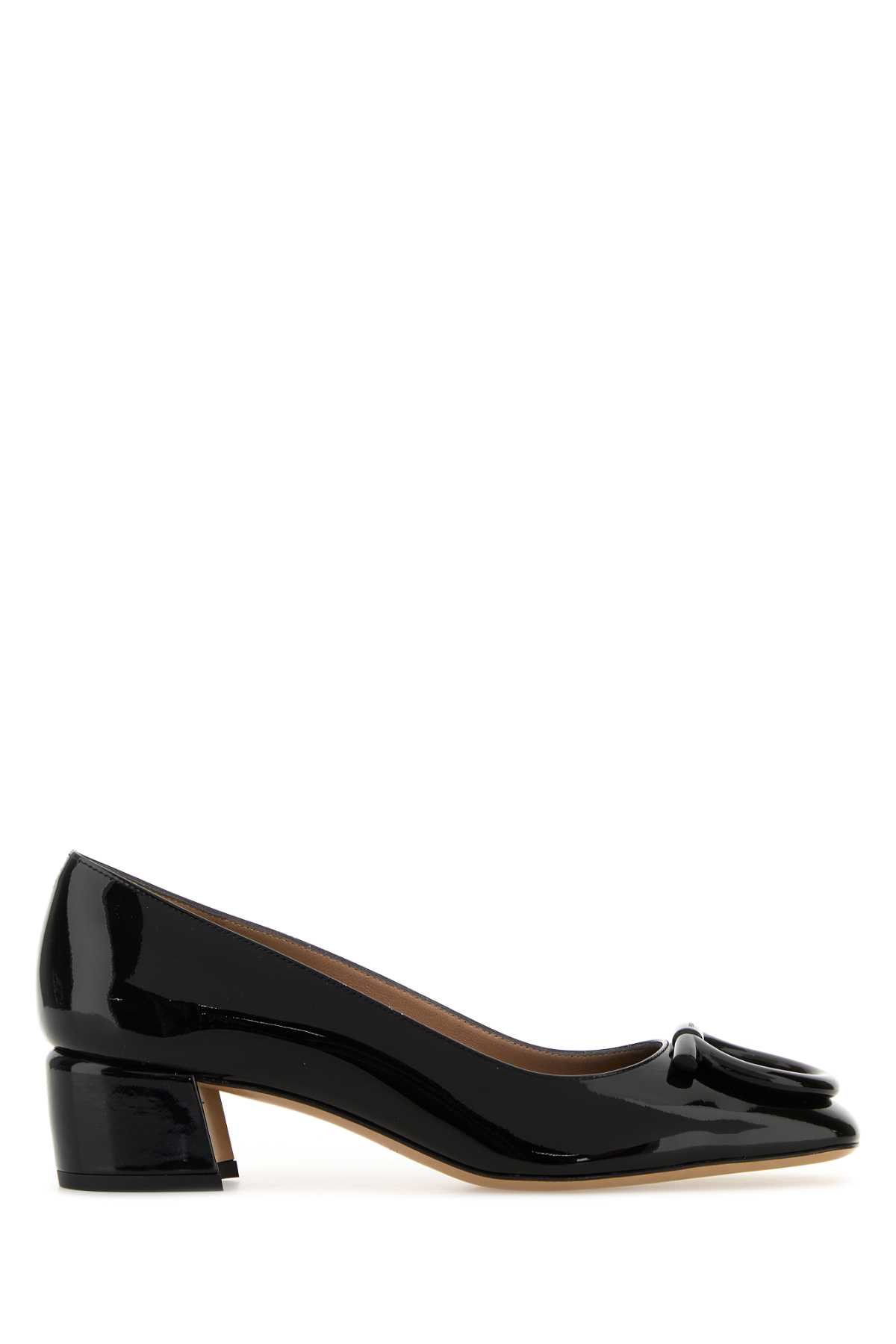 Ferragamo Black Leather Mara Pumps