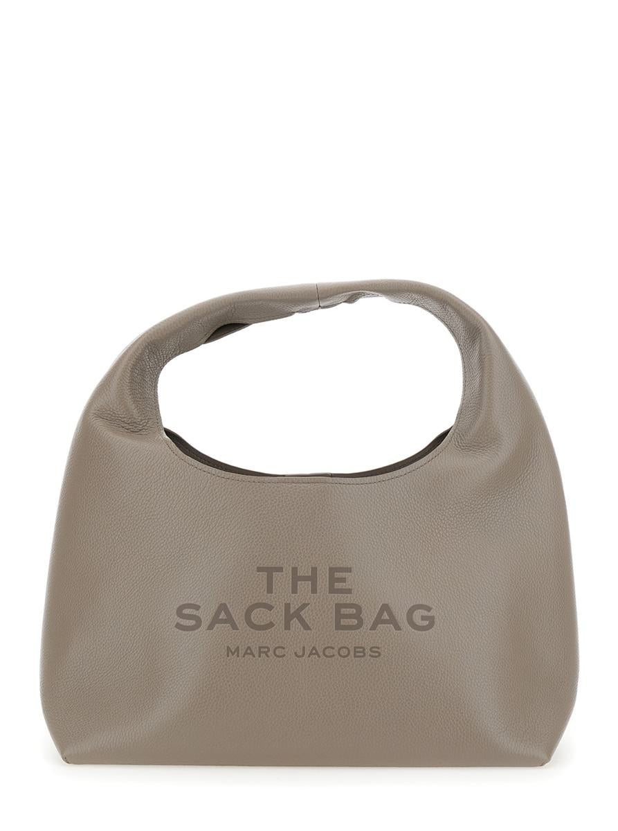 'The Sack' Grey Shoulder Bag With Embossed Logo In Hammered Leather Woman