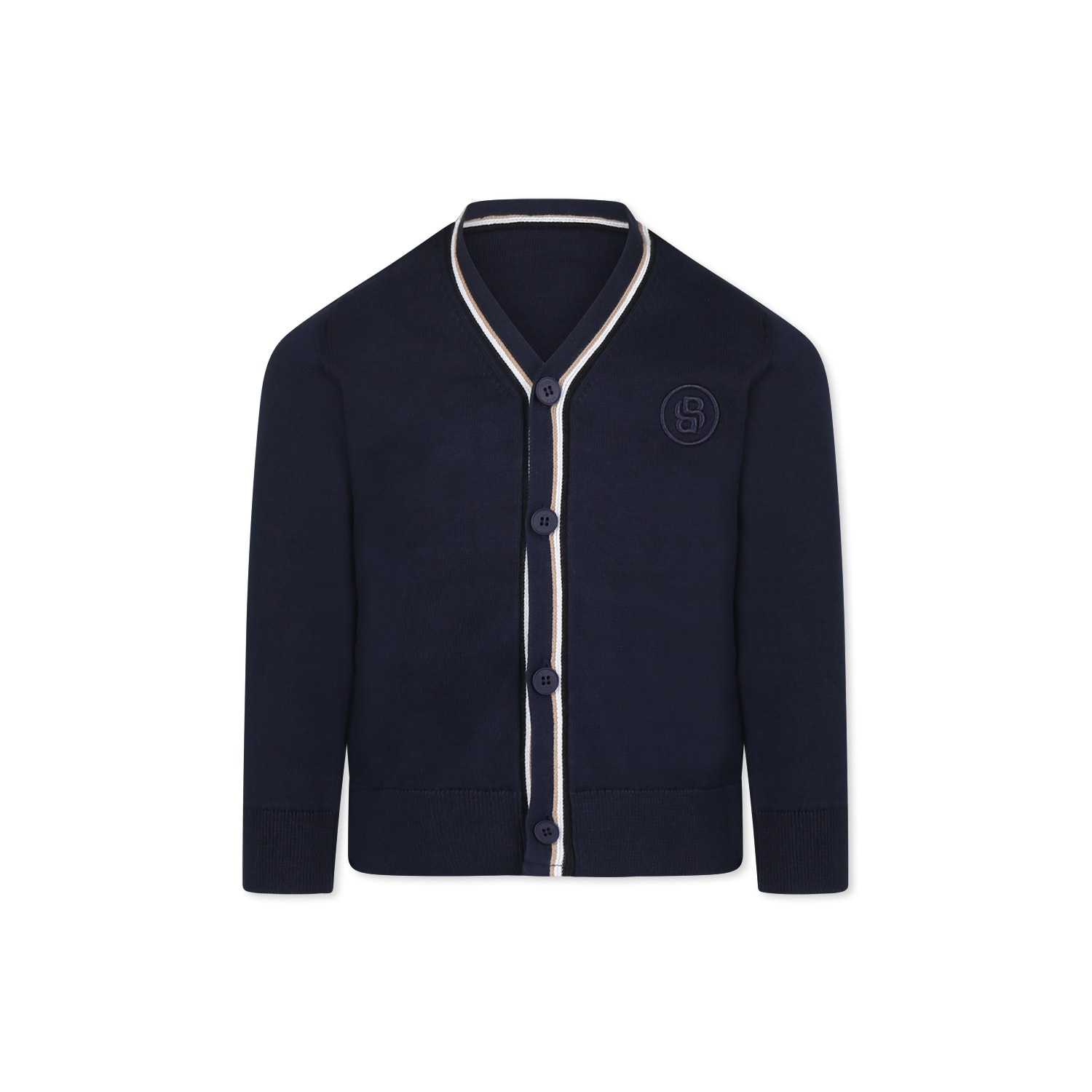 Hugo Boss Blue Cardigan For Boy With Logo