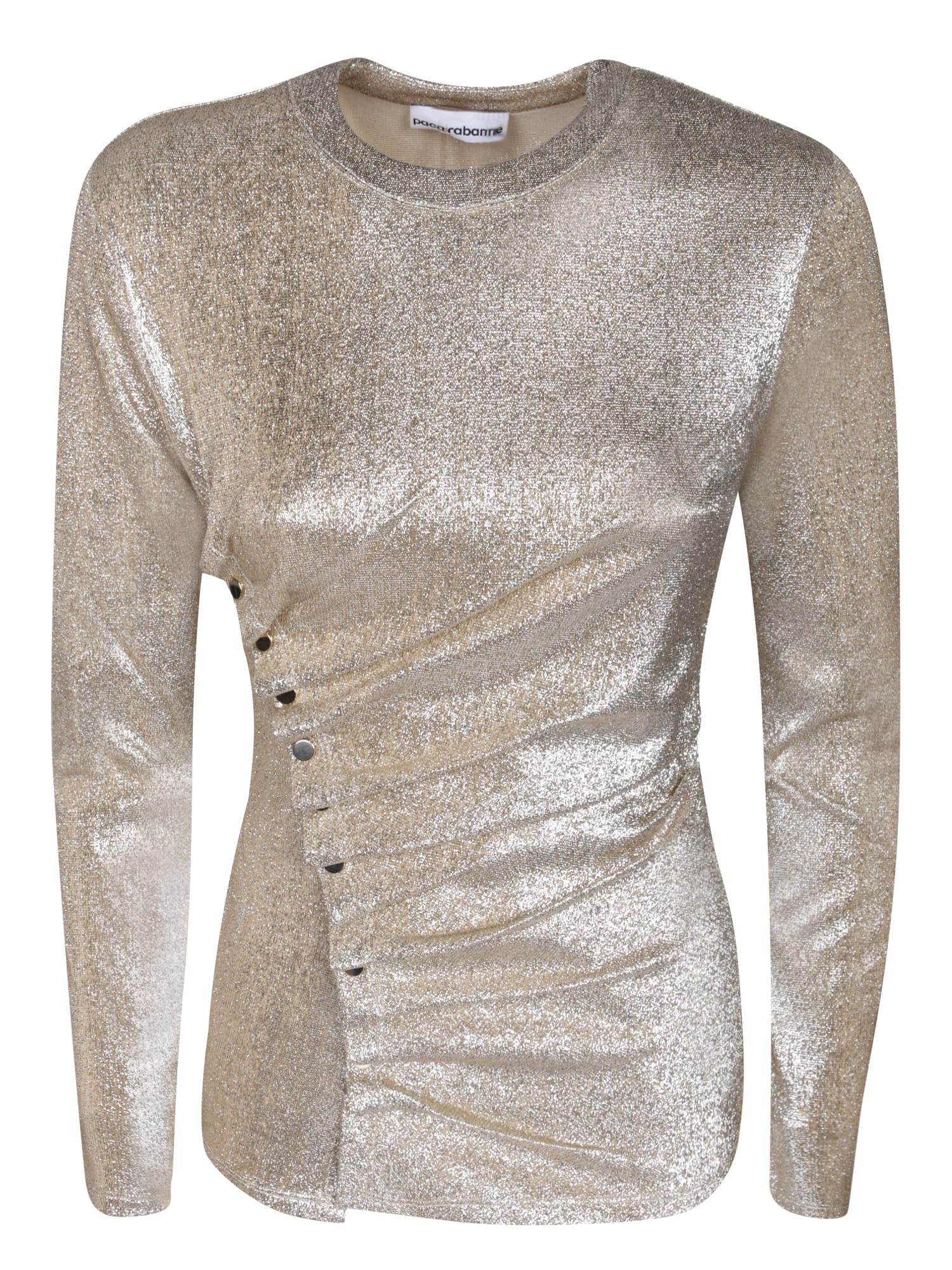 Paco Rabanne Long-sleeved Top In Gold Lurex