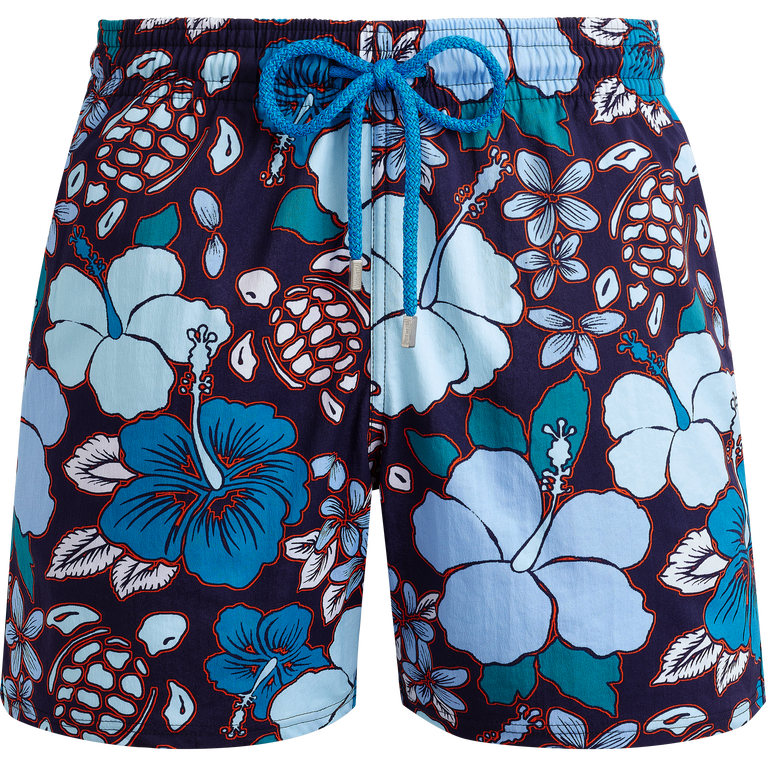Vilebrequin Men Stretch Swim Shorts Tropical Turtles - Moorise - Blue - Size XS