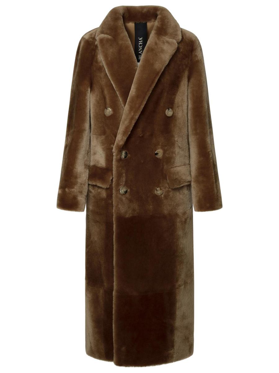 Blancha Long Brown Leather Fur Coat
