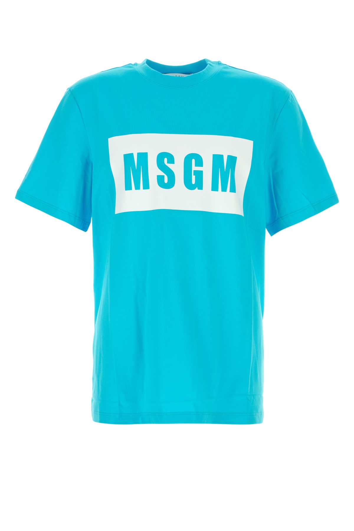 MSGM Light Blue Cotton T-shirt