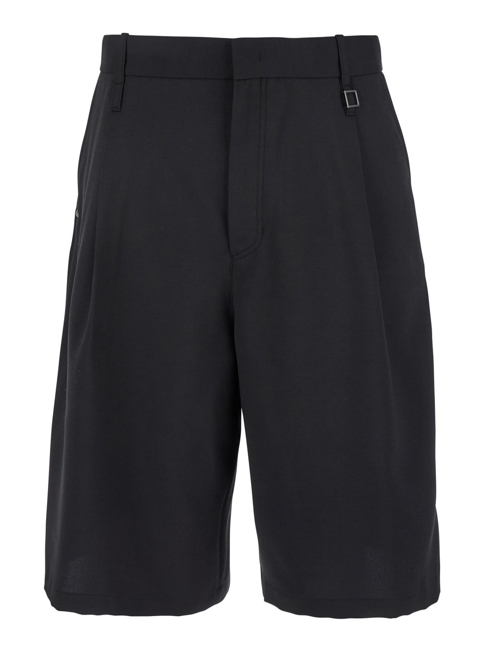 WOOYOUNGMI Black Bermuda Shorts With Belt Loops And Patch Pockets In Tech Fabric Man