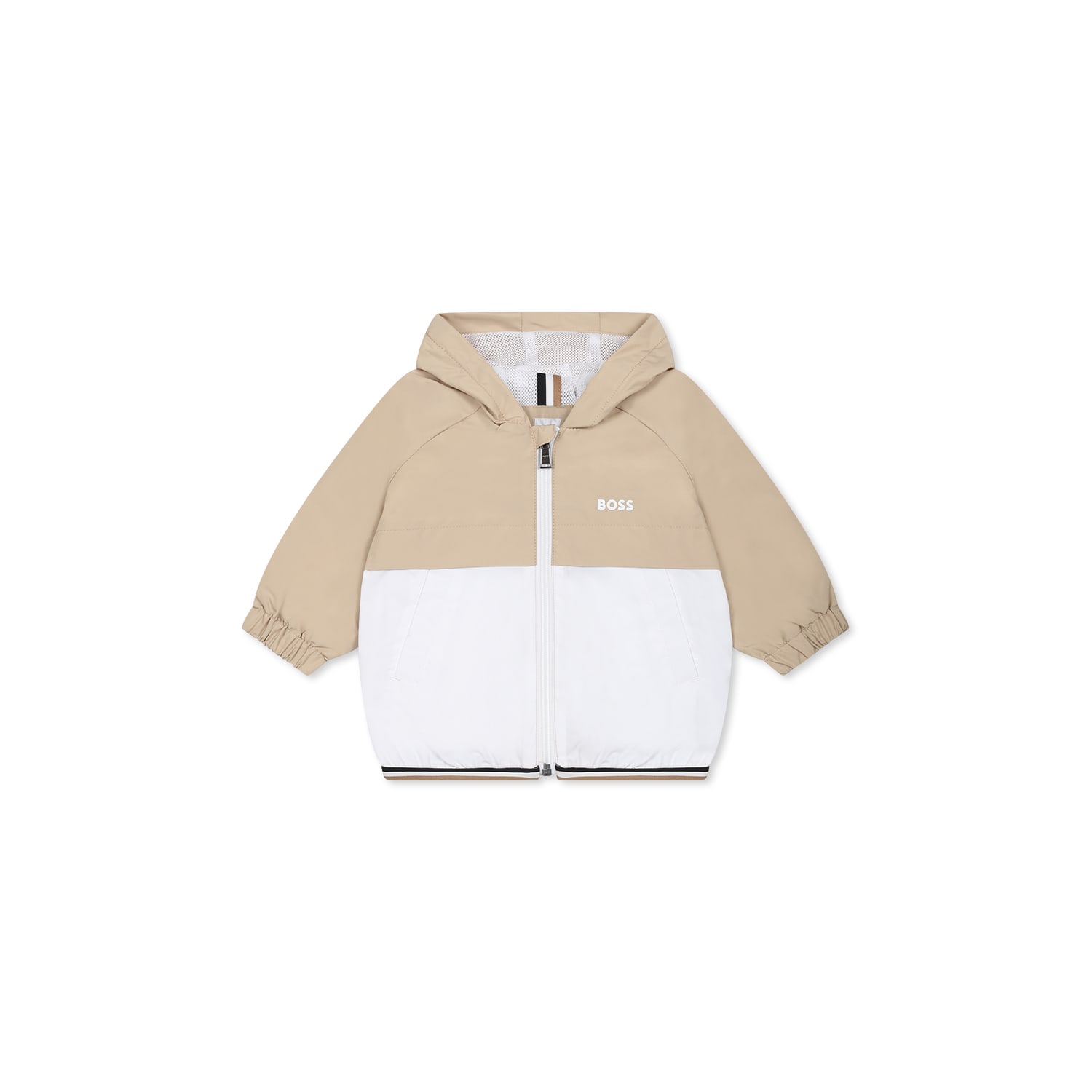 Hugo Boss Beige Windbreaker Jacket For Baby Boy With Logo