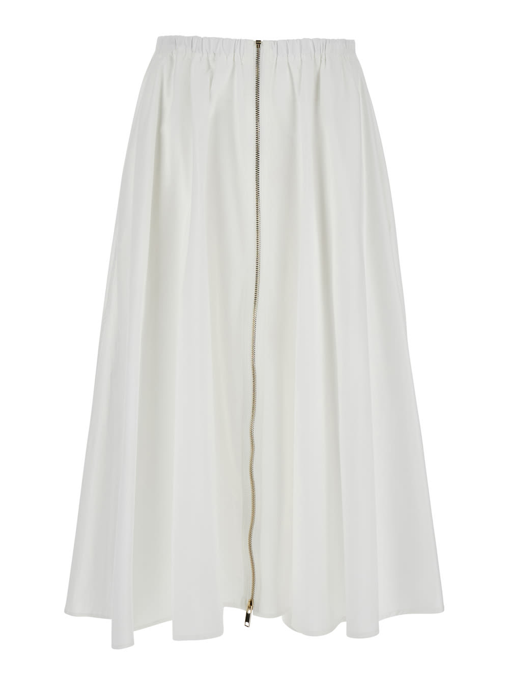 SEMICOUTURE asia White Skirt With Zip Closure On The Front In Cotton Woman