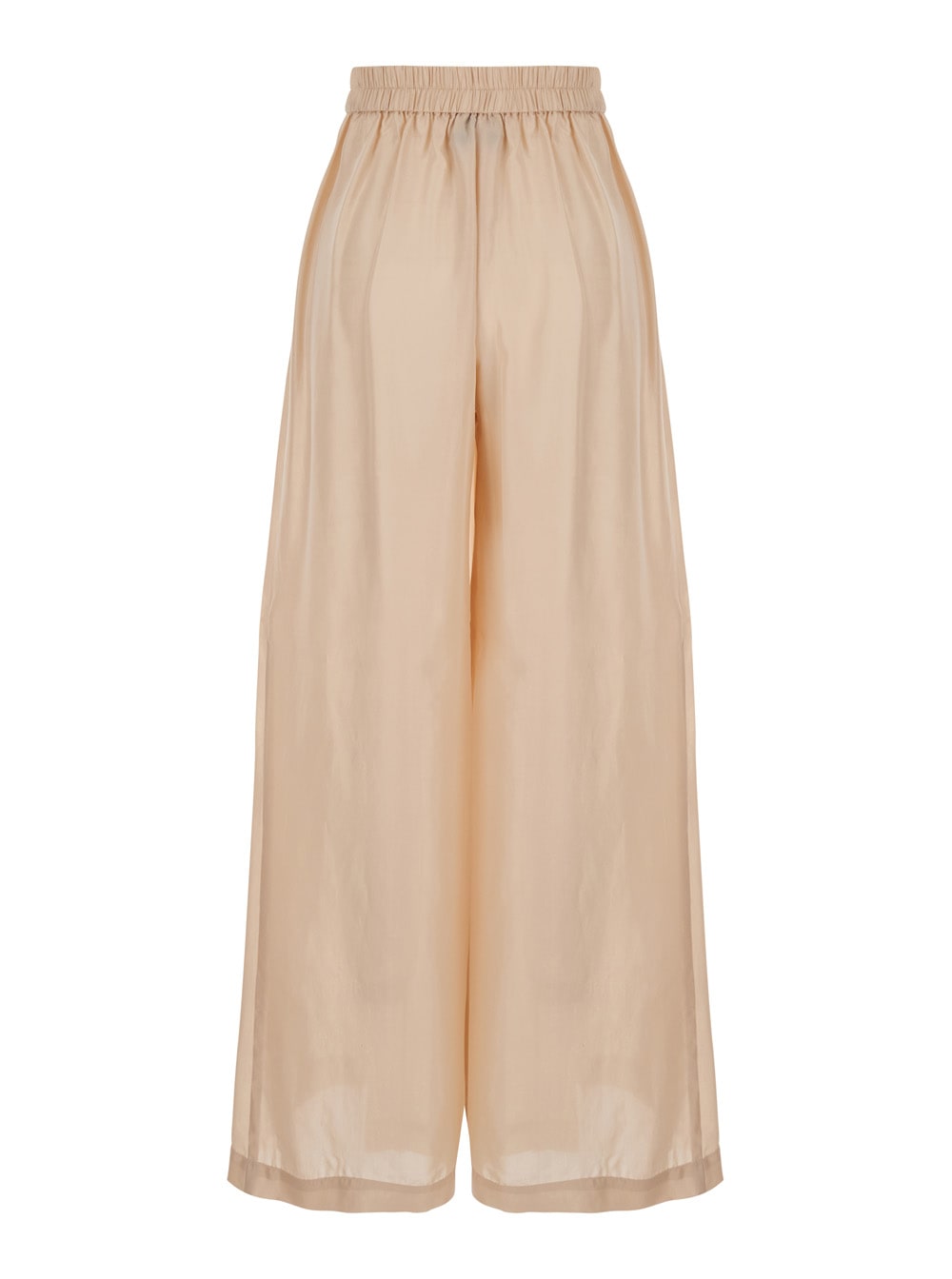 Momonì boto Beige Palazzo Pants With Pences And Rear Elastic Waist In Silk Woman