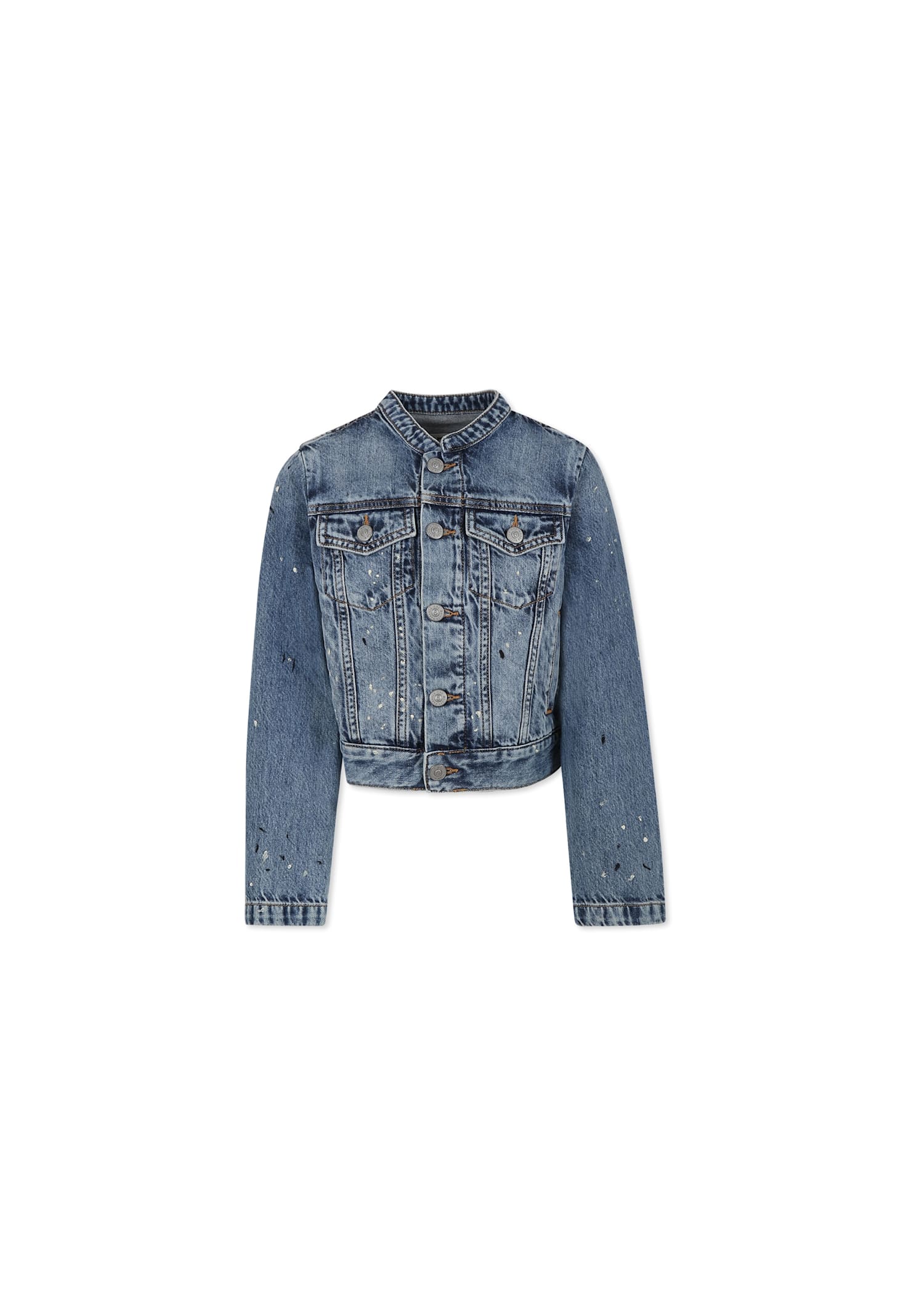 MM6 Maison Margiela Light Blue Jacket For Girl With Paint Splashes