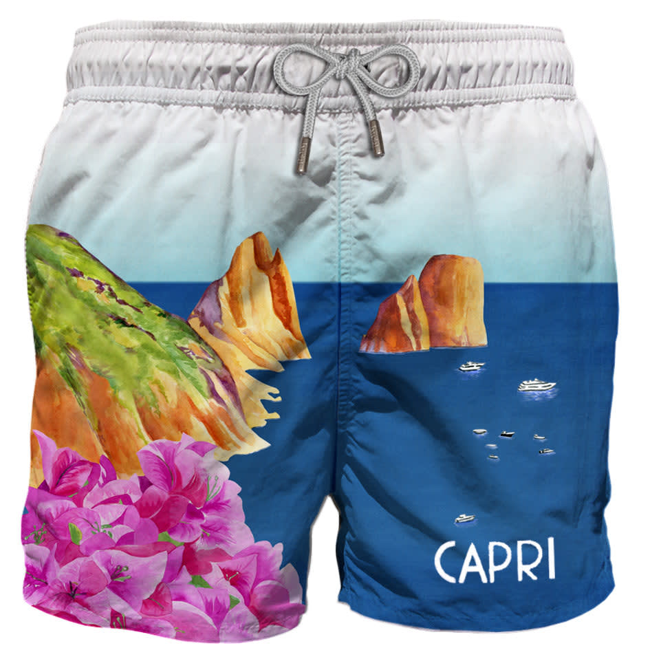 MC2 Saint Barth Man Swim Shorts With Capri Print