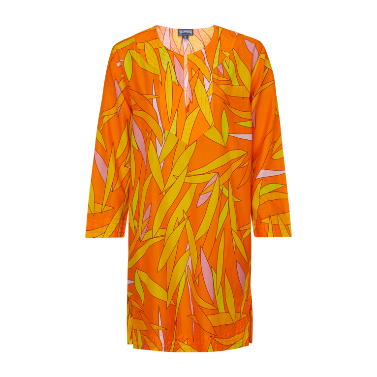 Vilebrequin Women Cotton And Silk Kaftan Madrague - Lucille - Orange - Size XS