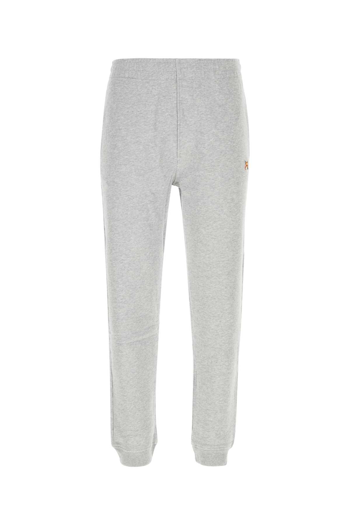 Maison Kitsuné Melange Light Grey Cotton Joggers