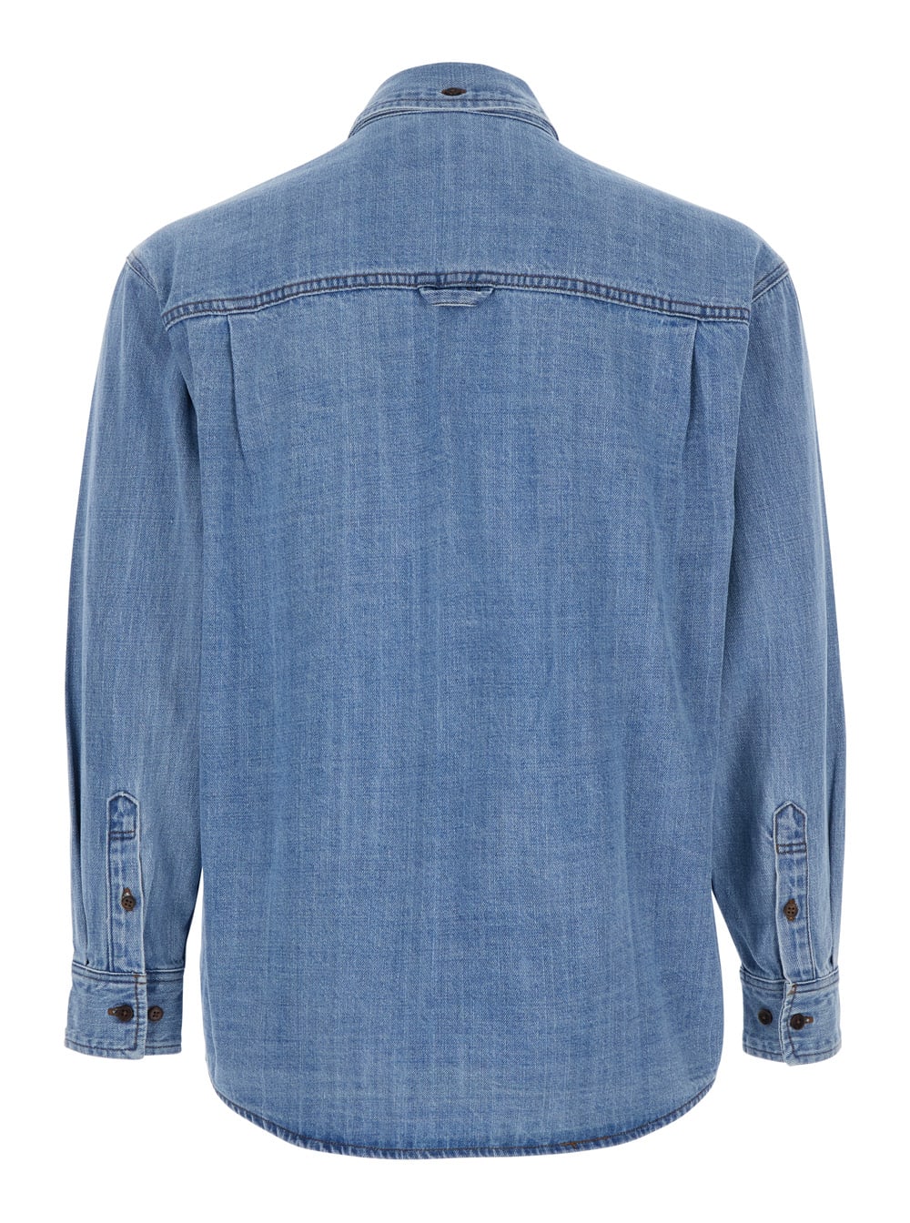 Dunst Blue Jacket With Patch Pockets On The Chest In Denim Man