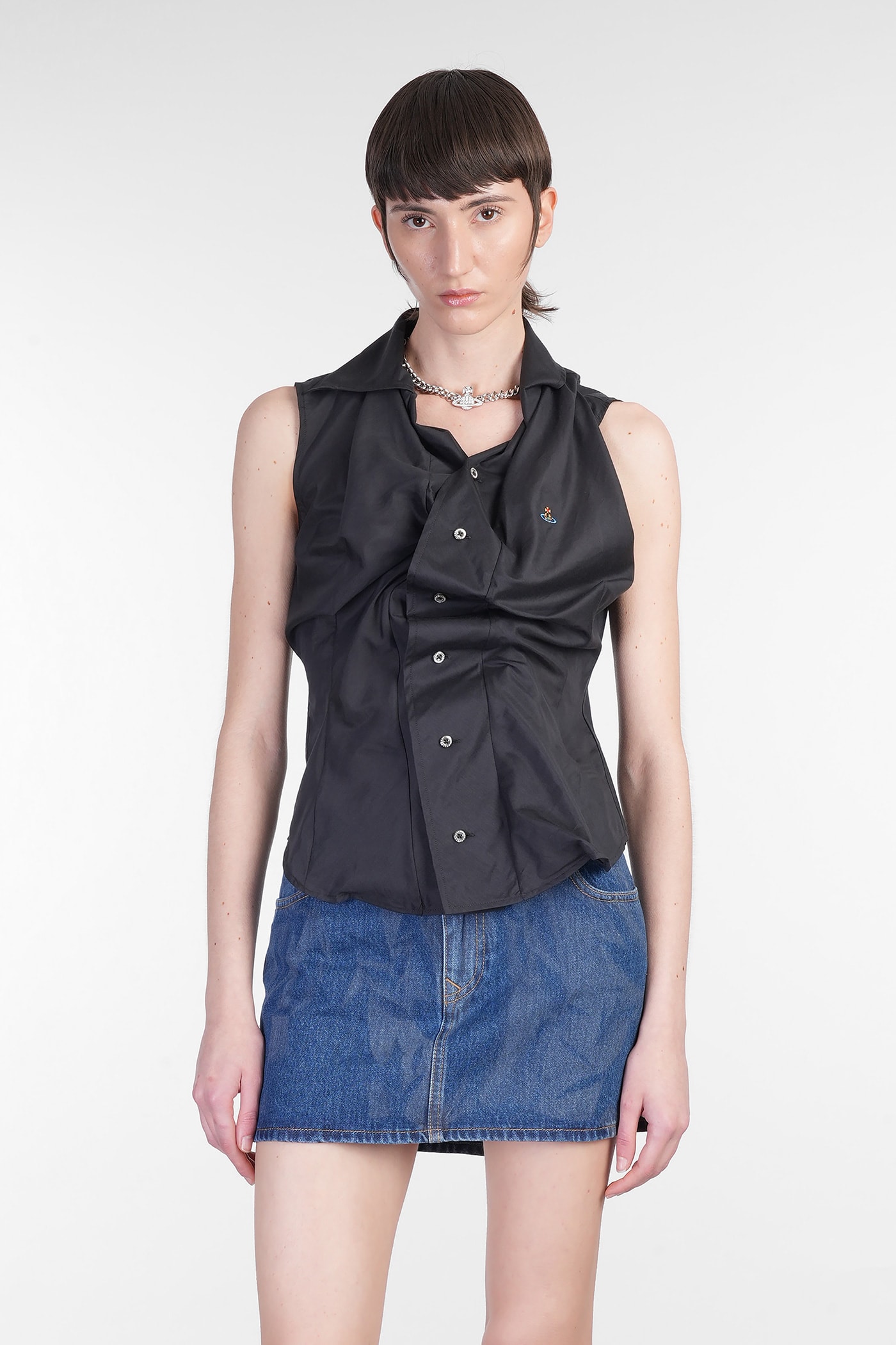 Vivienne Westwood Ss Drunken Shirt In Black Cotton