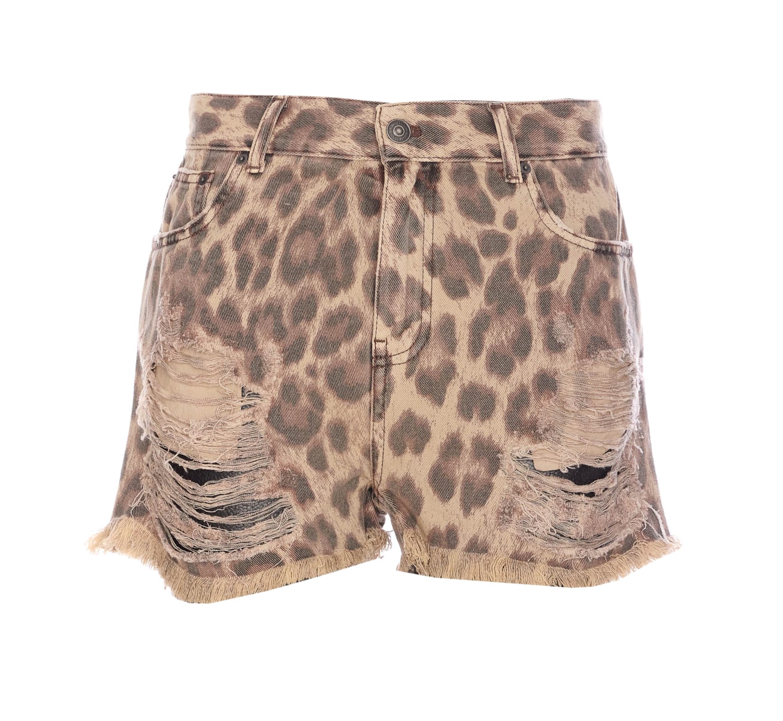 aniye by Distressed Leopard Shorts