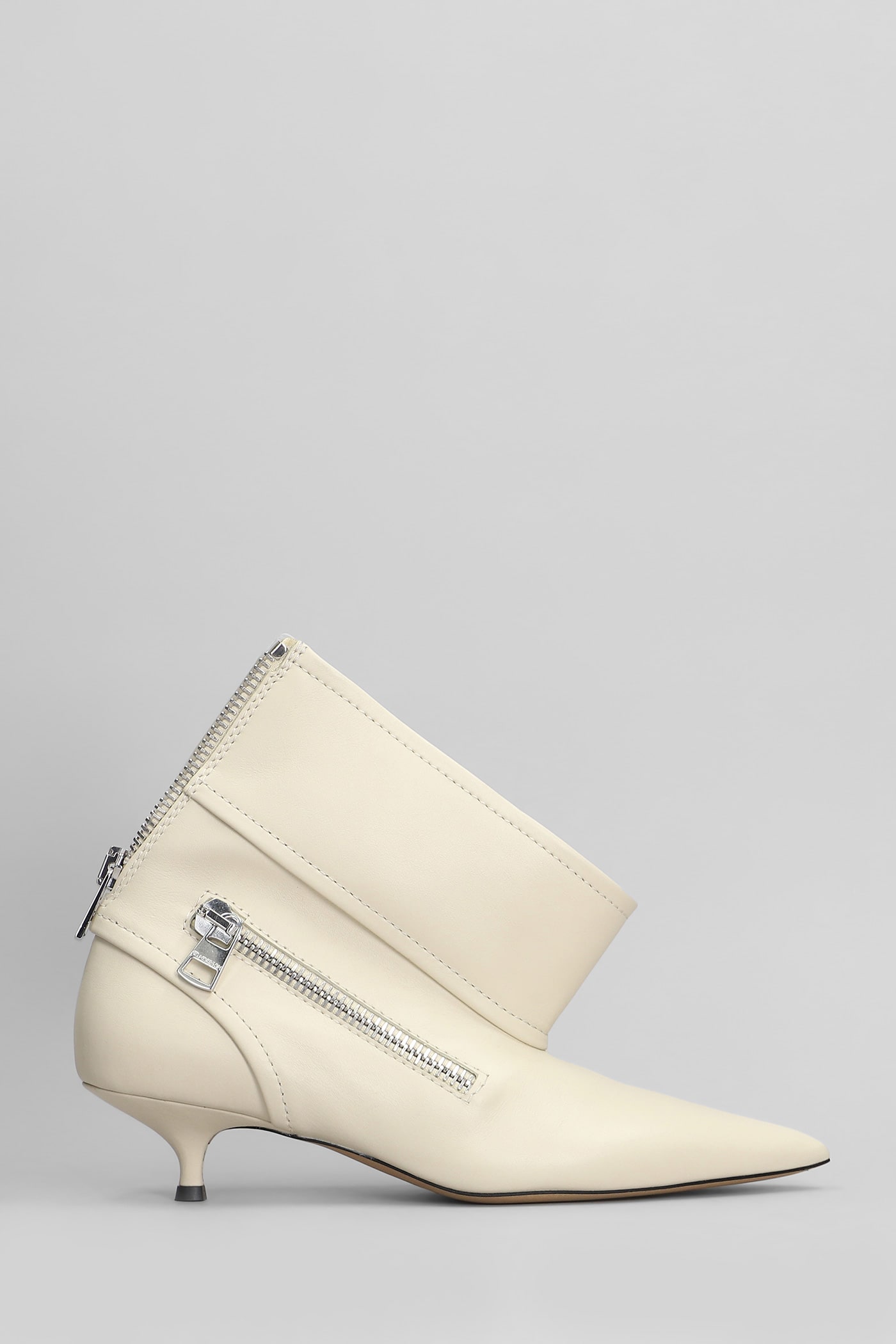 J. W. Anderson Biker Kitten Heel Low Heels Ankle Boots In Beige Leather