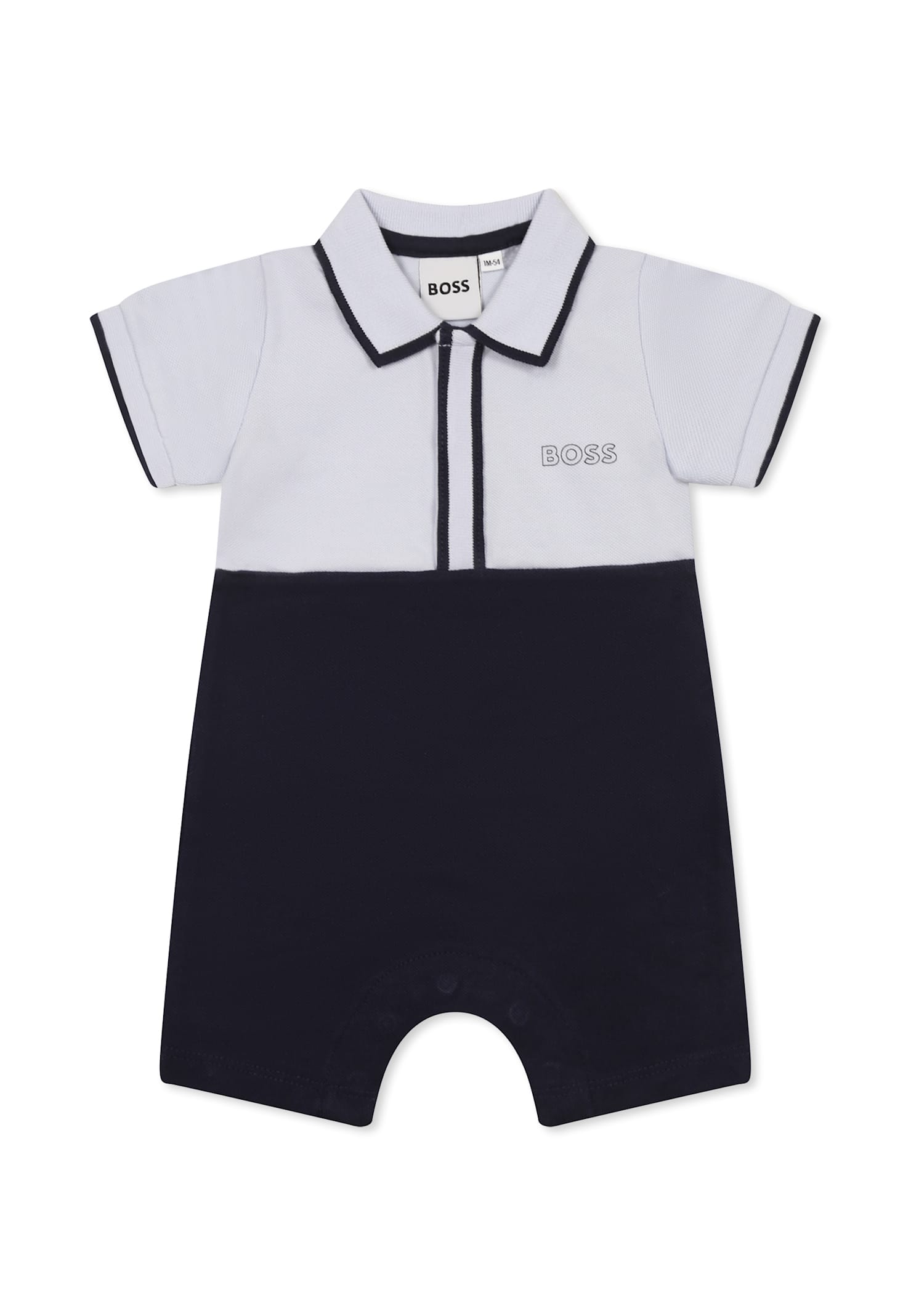 Hugo Boss Blue Babygrow For Baby Boy With Logo