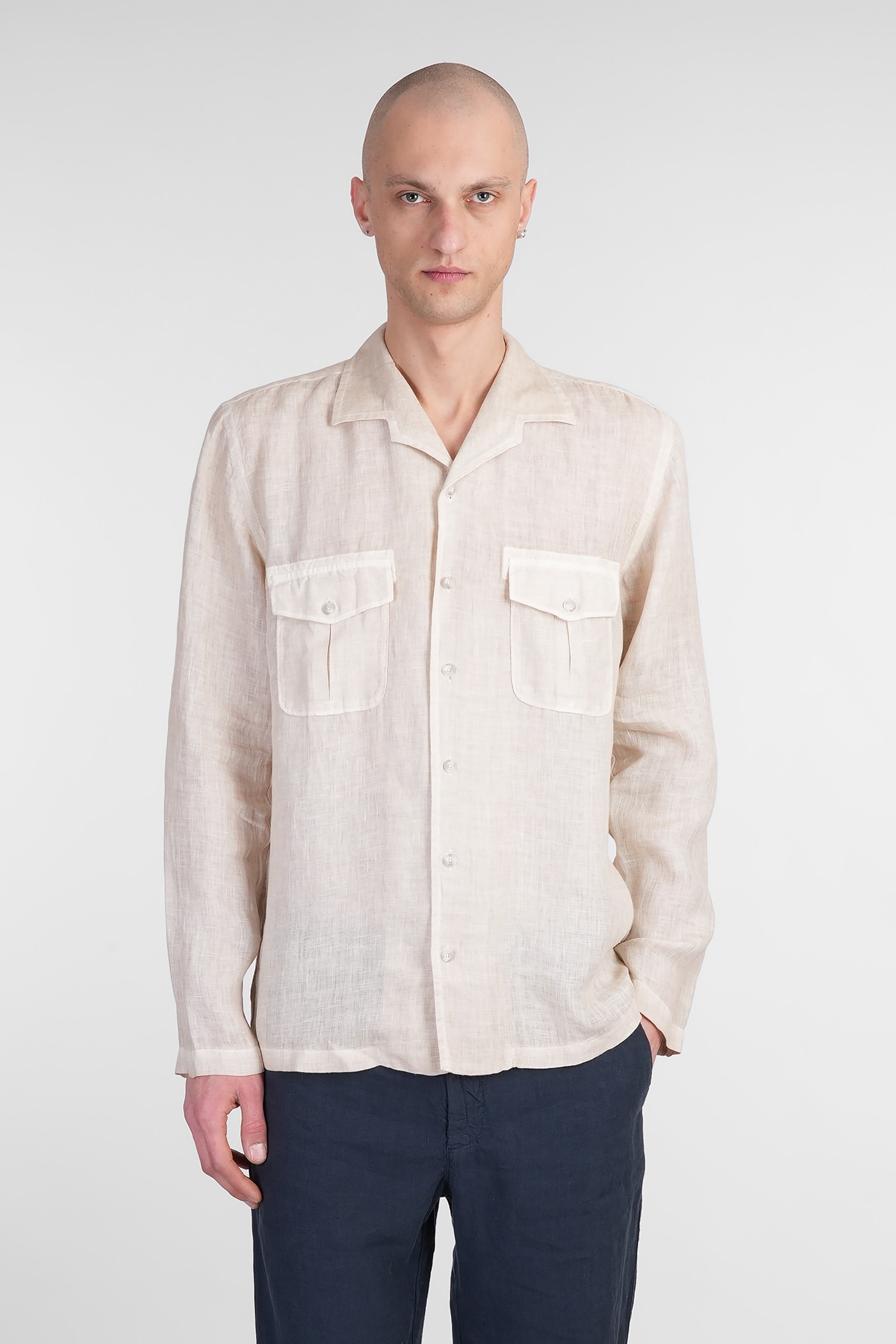 120% Lino Shirt In Beige Linen