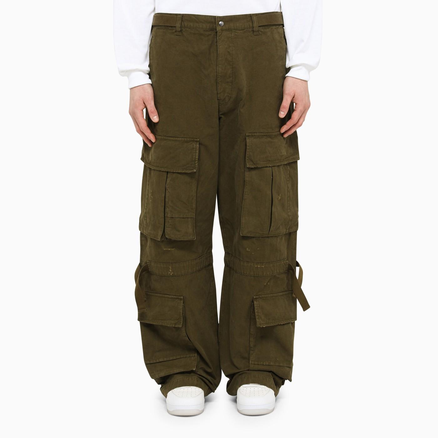 DARKPARK Military Green Cotton Baggy Cargo Trousers
