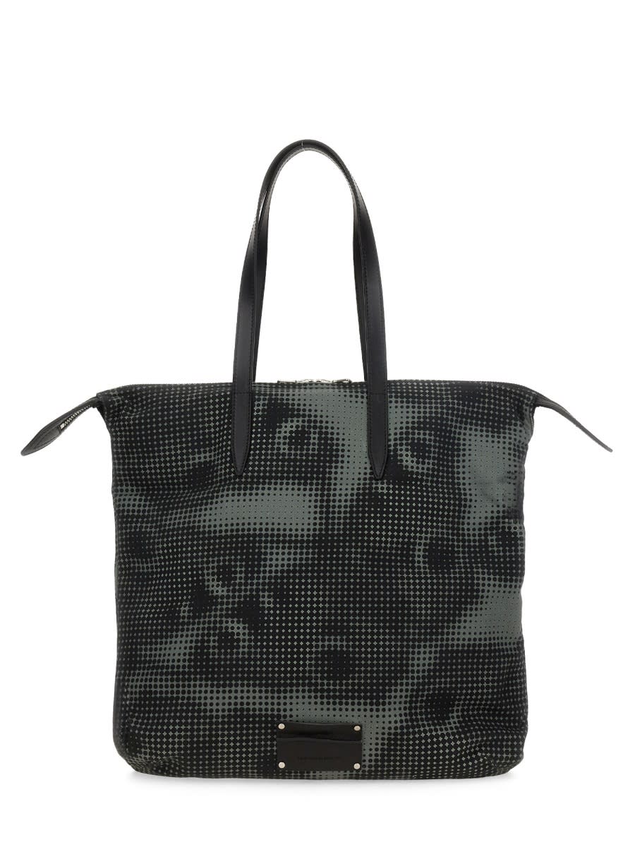 Dries Van Noten Printed Cotton Denim Tote Bag