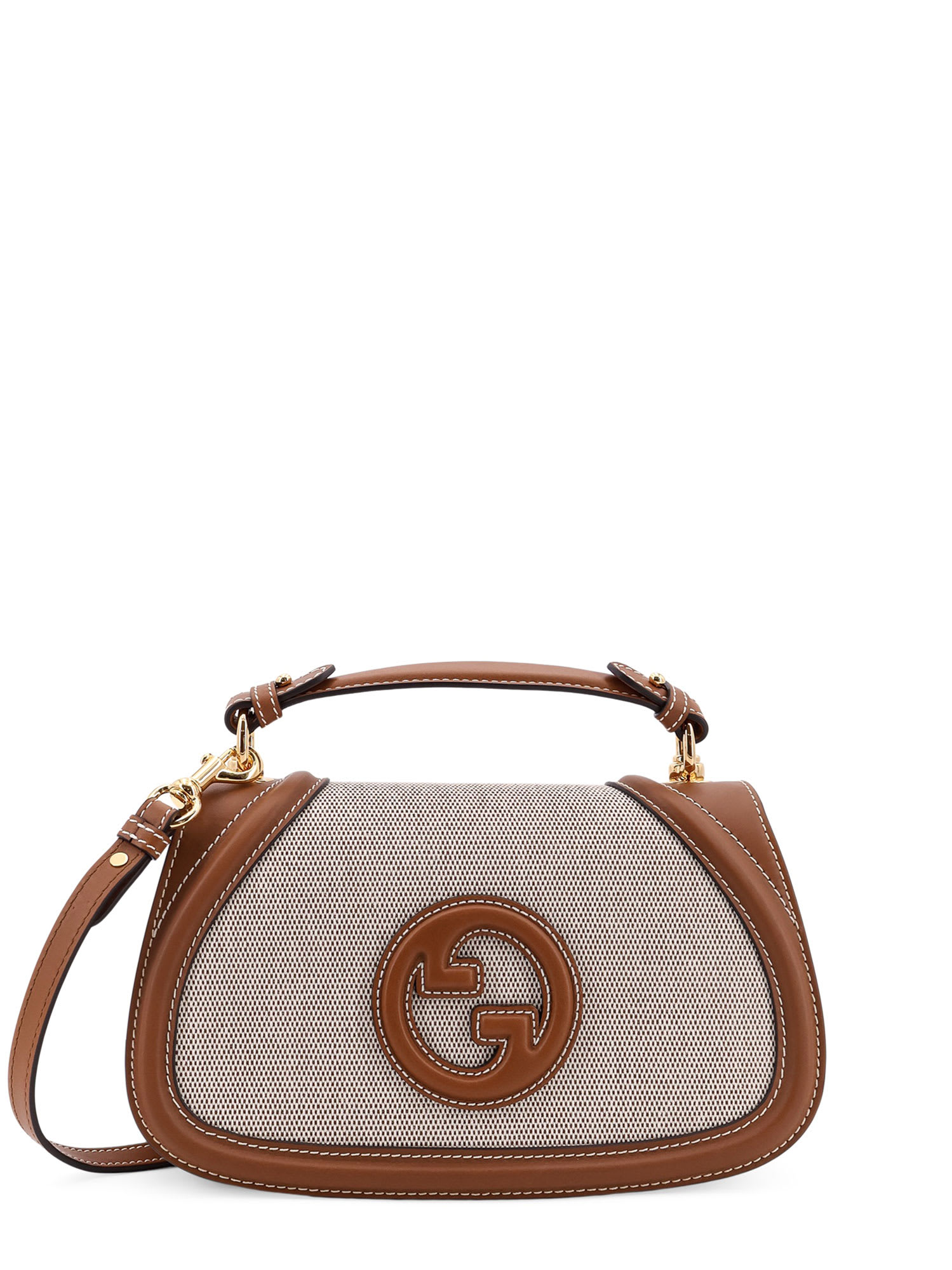 Gucci Blondie 棉麻手袋 皮革饰边