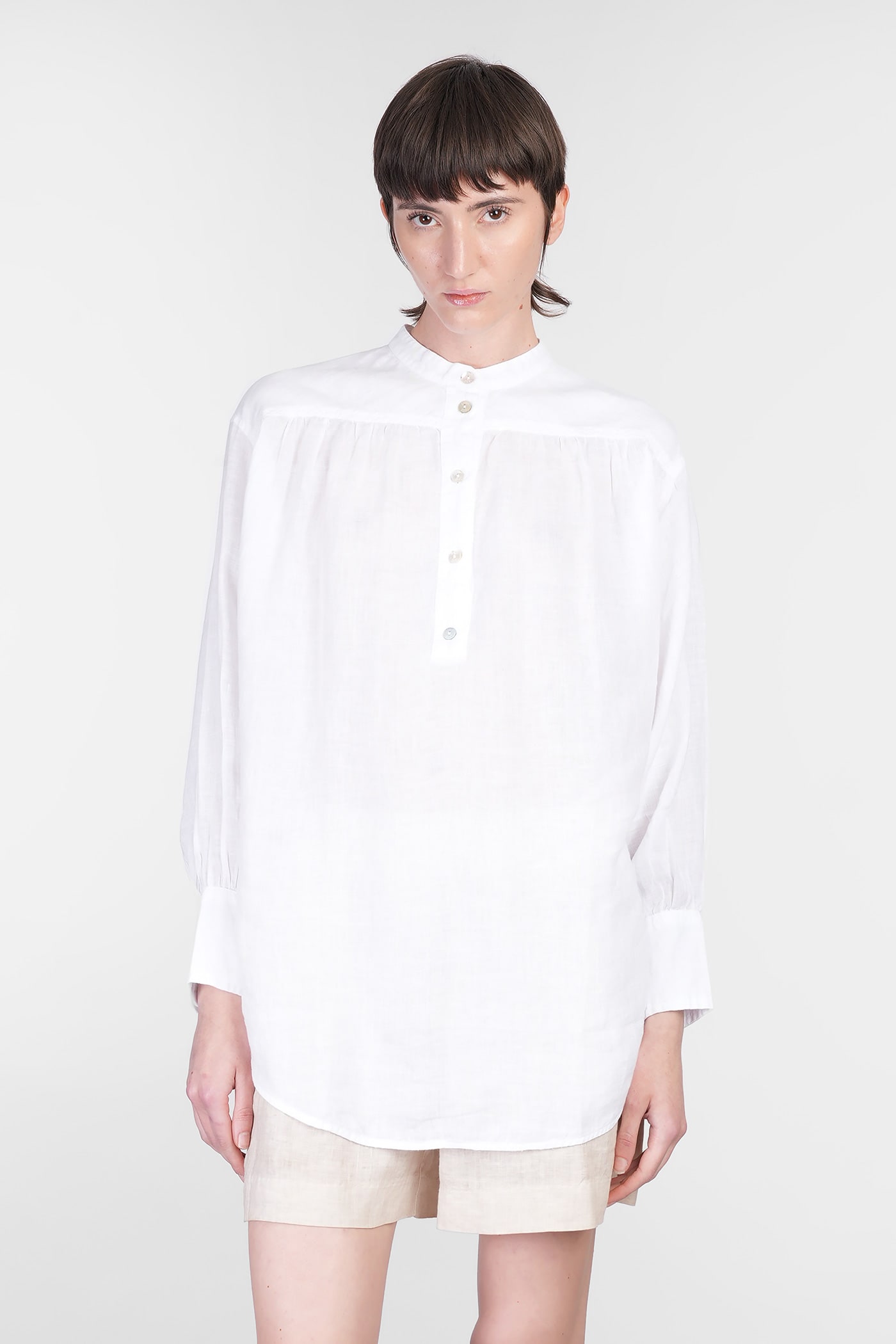 120% Lino Shirt In White Linen