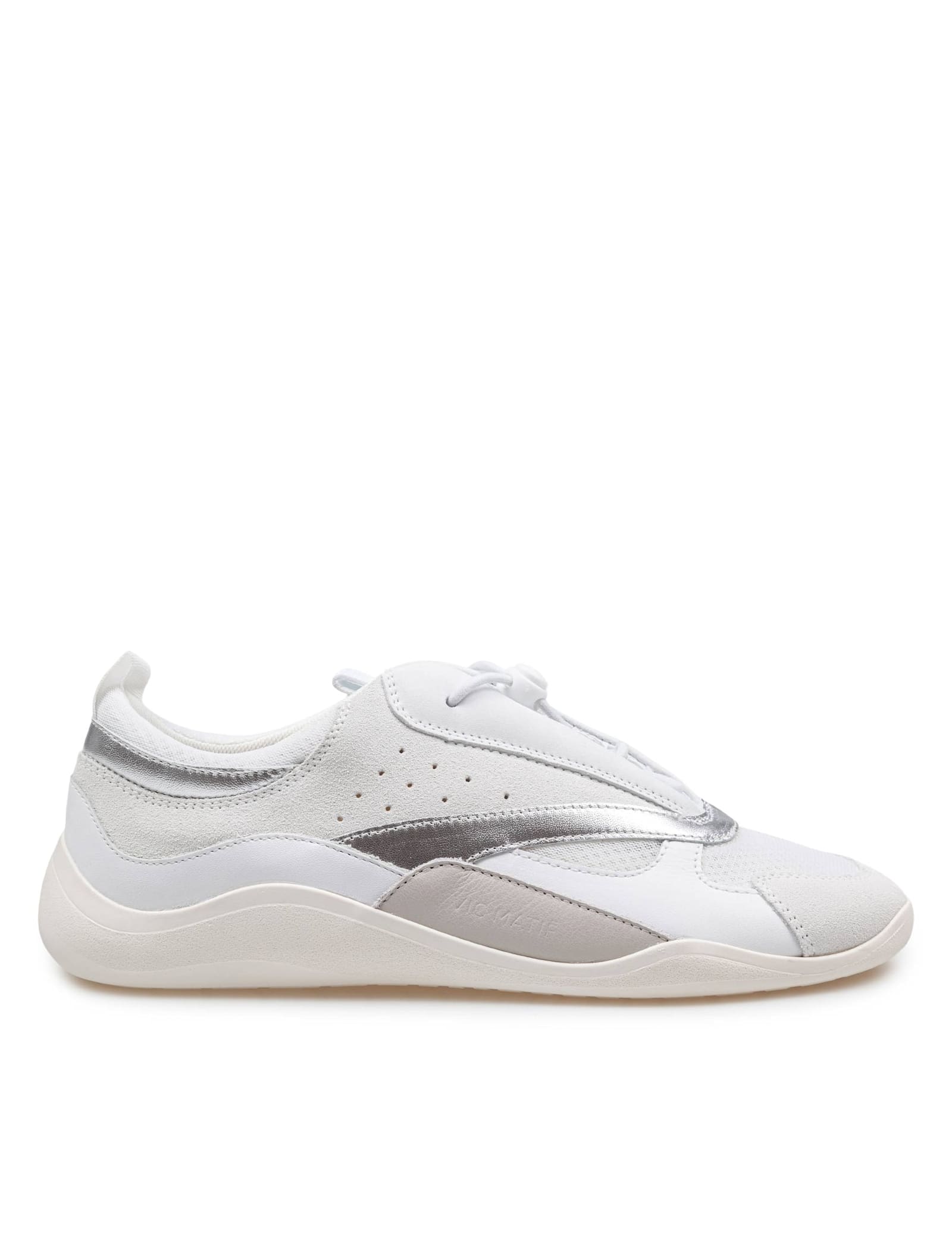 Vic Matié Sneakers In Split Leather And Leather Color White And Silver
