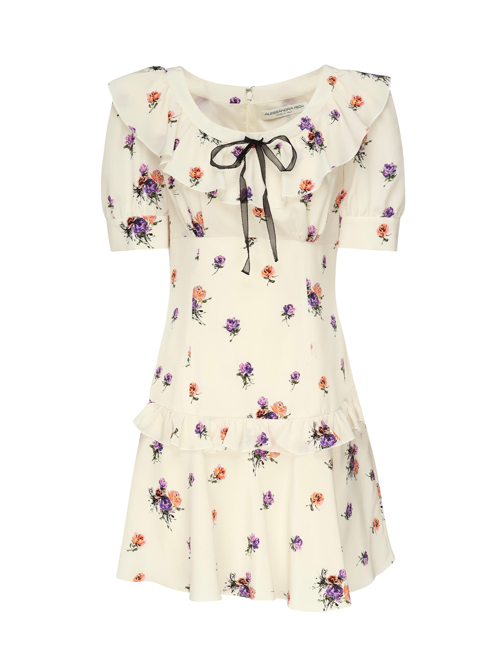 Alessandra Rich Rose Printed Mini Dress